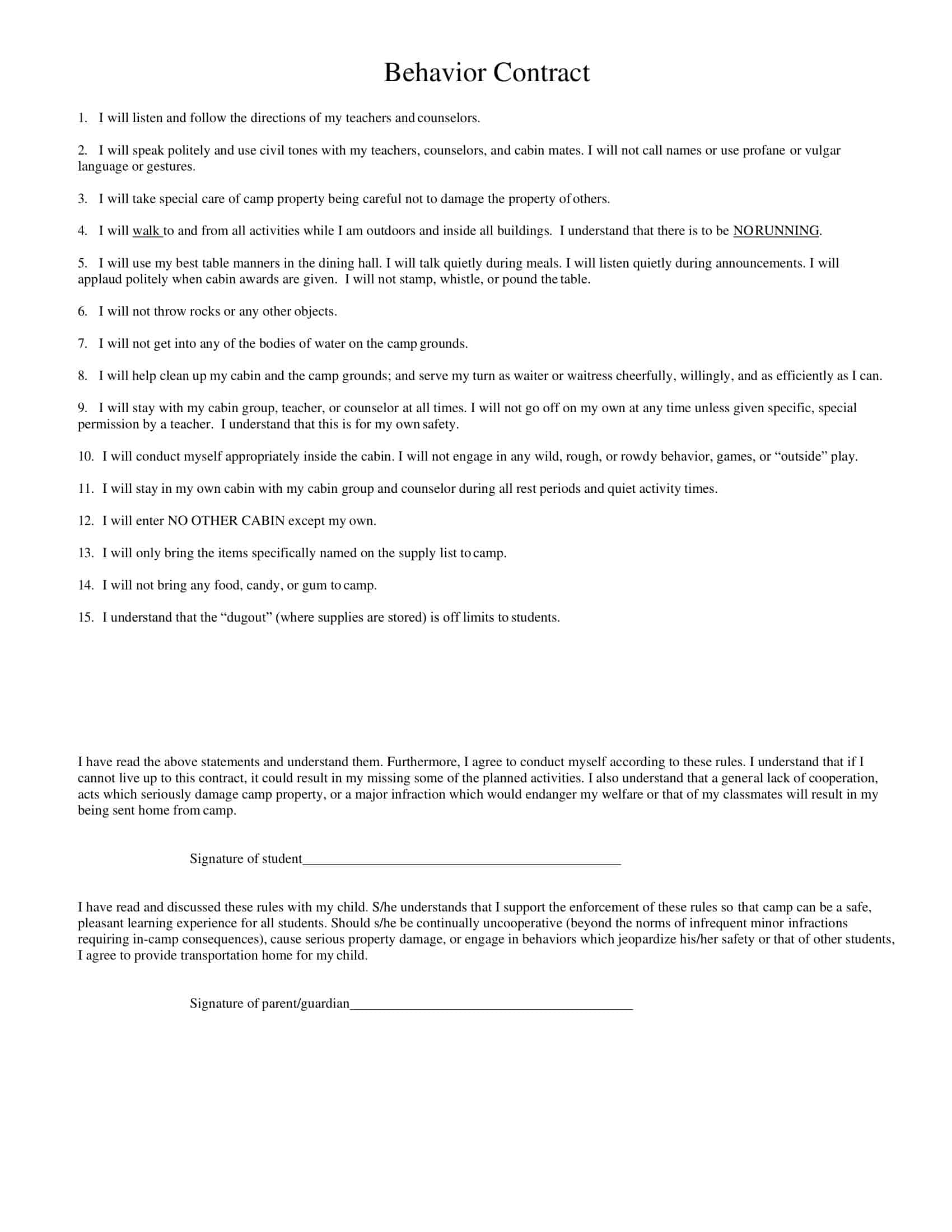 behavior contracts printable worksheets behavior contracts printable worksheets
