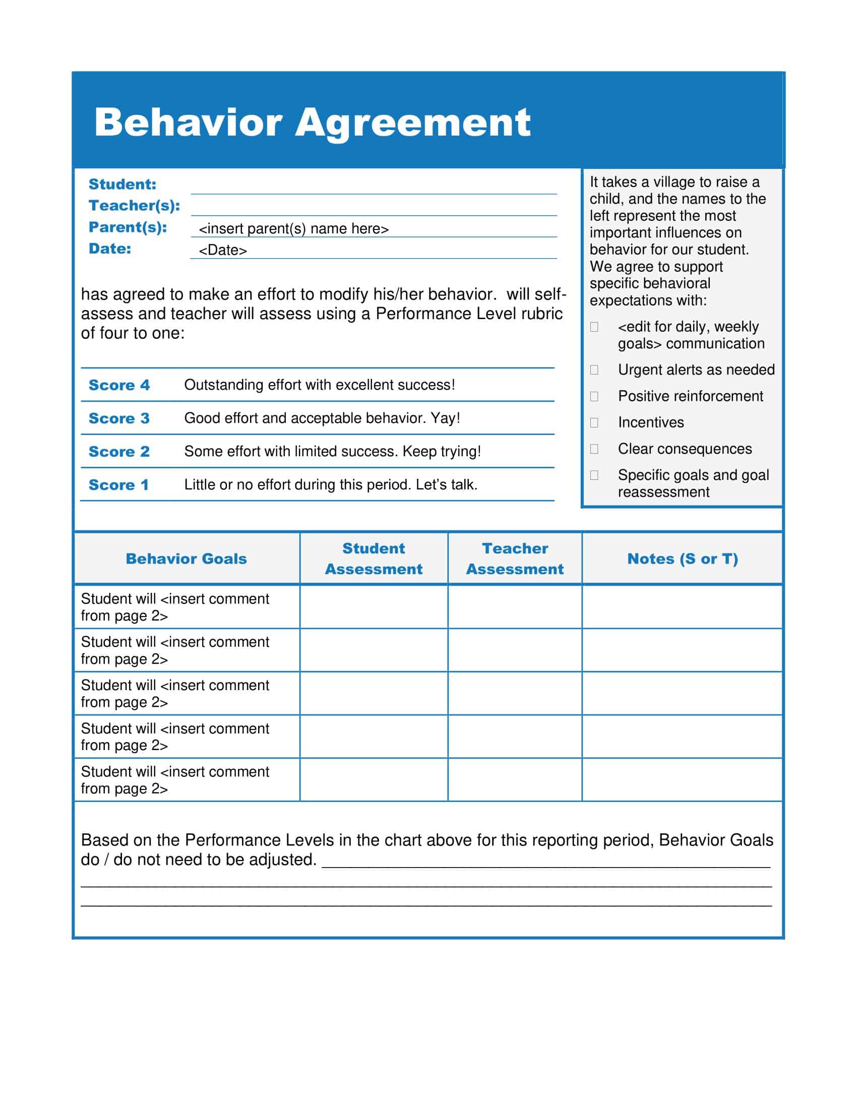 behavioral contract example behavioral contract example