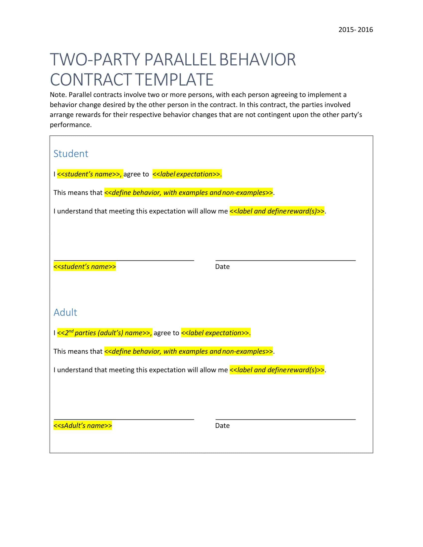 student behavior contract student behavior contract