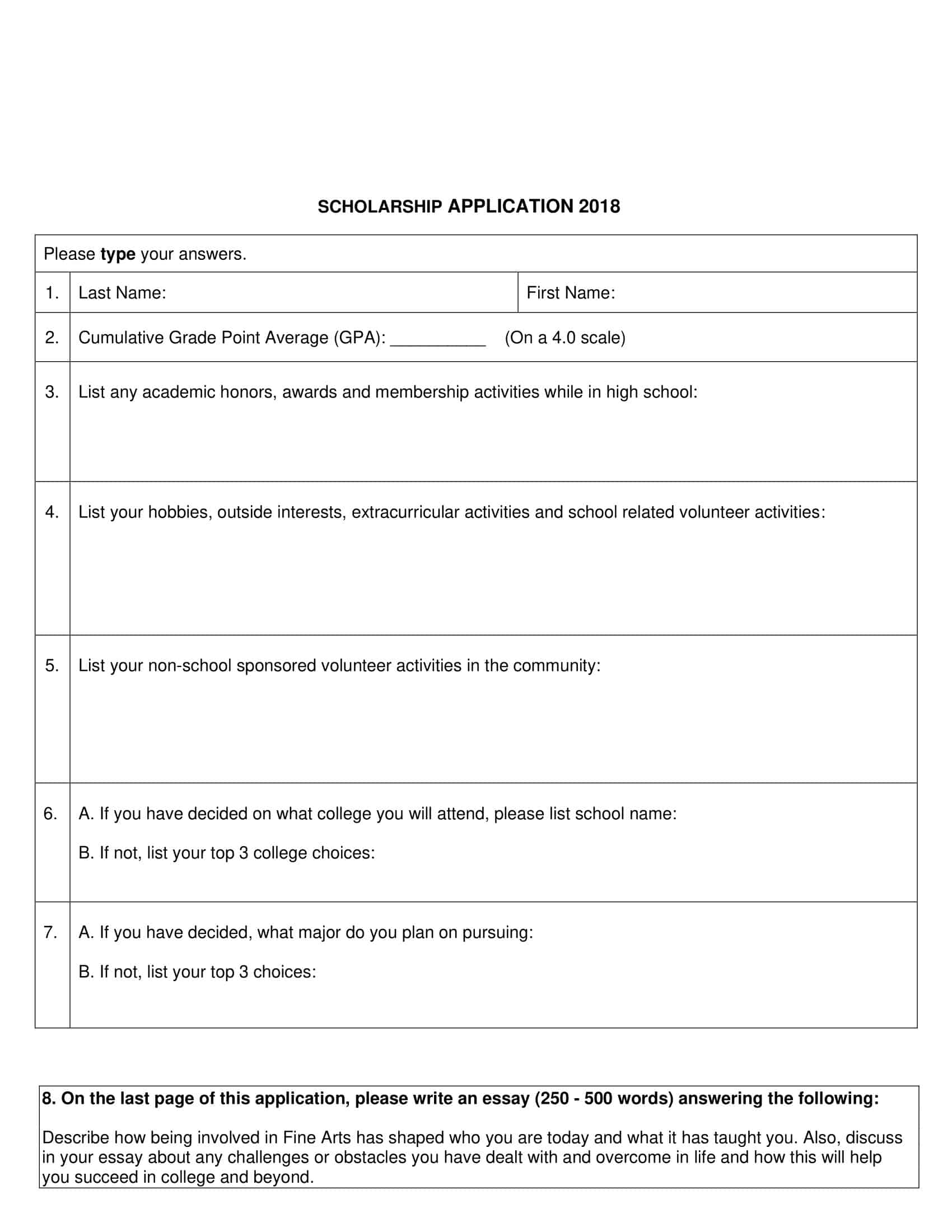 Accessible Scholarship Application Templates Accessible Scholarship Application Templates