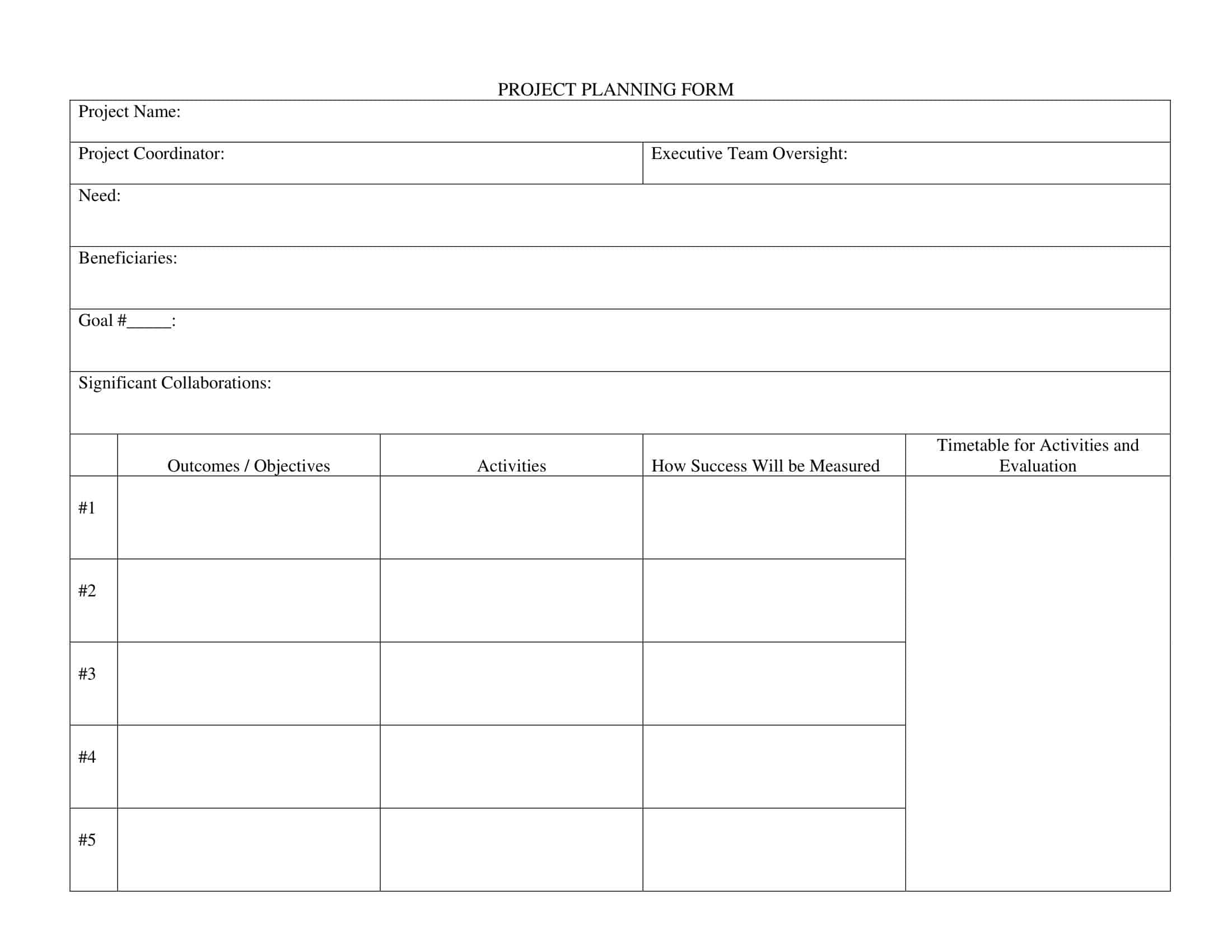 Blank Excel Project Plan Blank Excel Project Plan