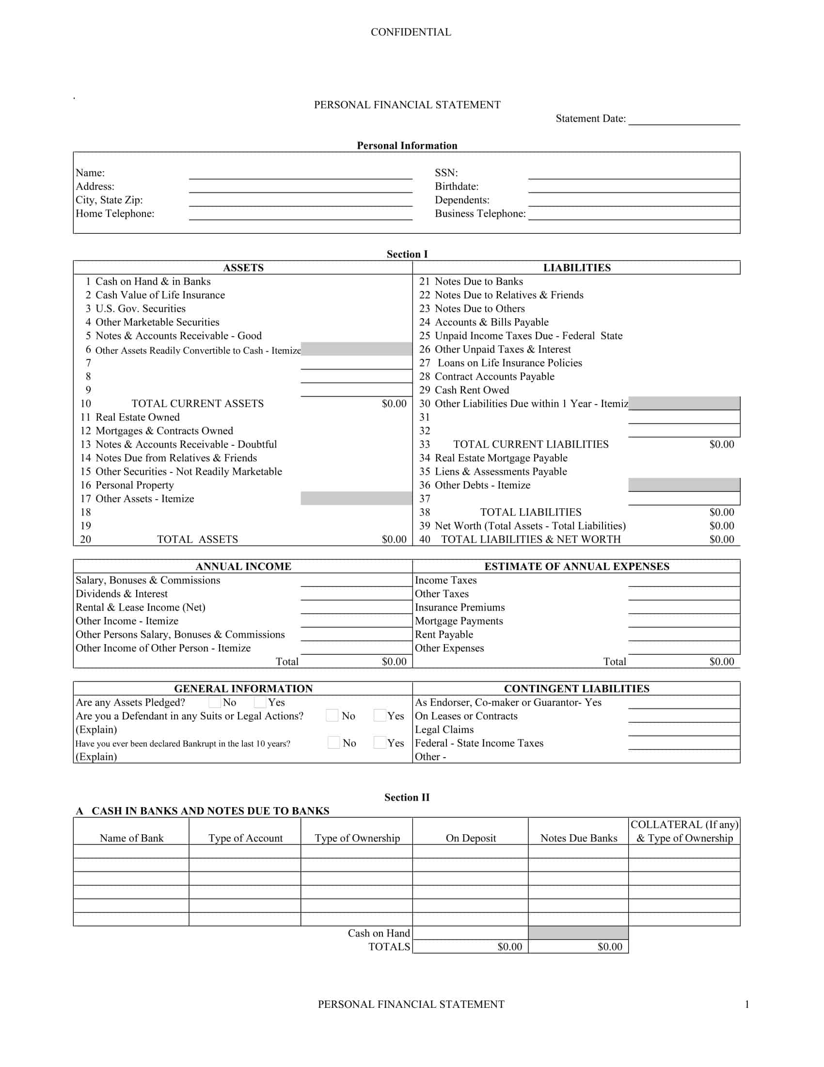 Blank Personal Finance Template Blank Personal Finance Template