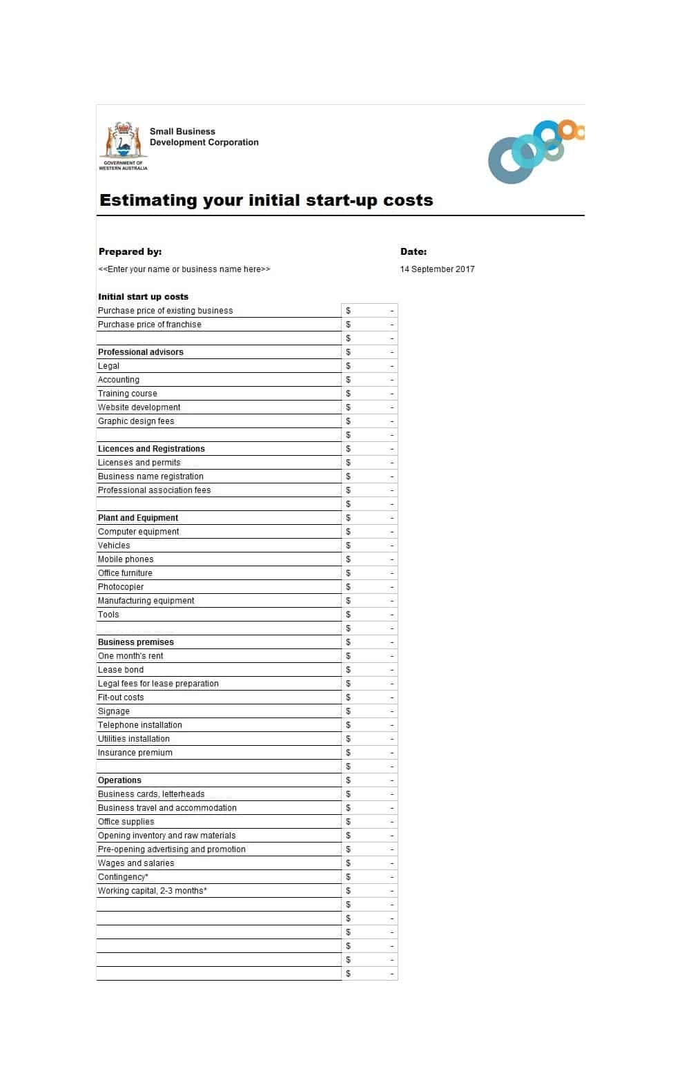 Blank Startup Budget Excel Template Blank Startup Budget Excel Template