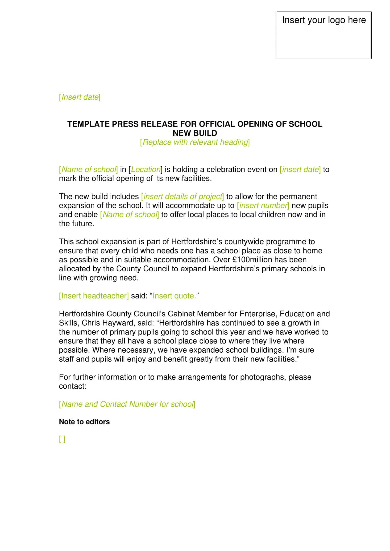 Blank printable press release format Blank printable press release format