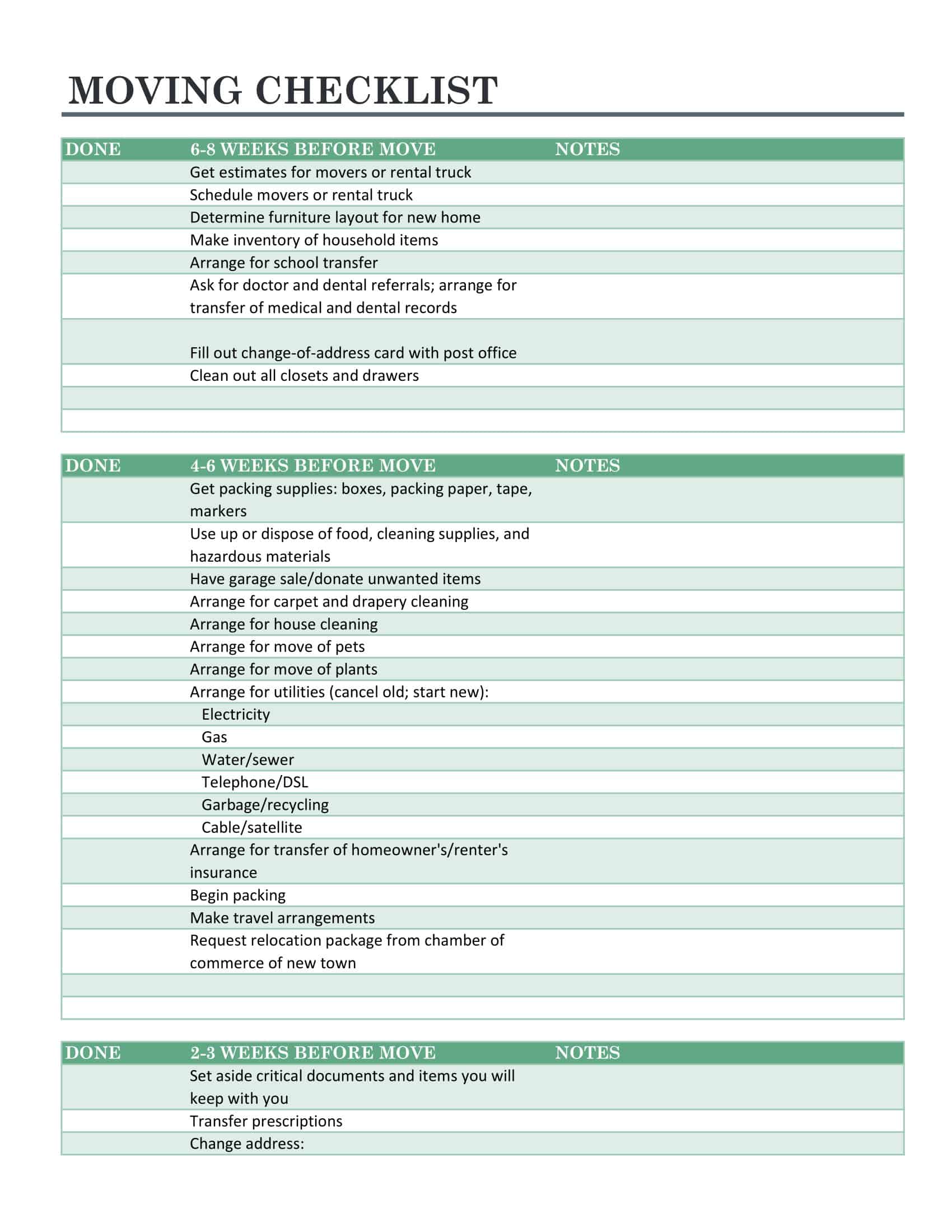 Checklist for Moving Out PDF Checklist for Moving Out PDF
