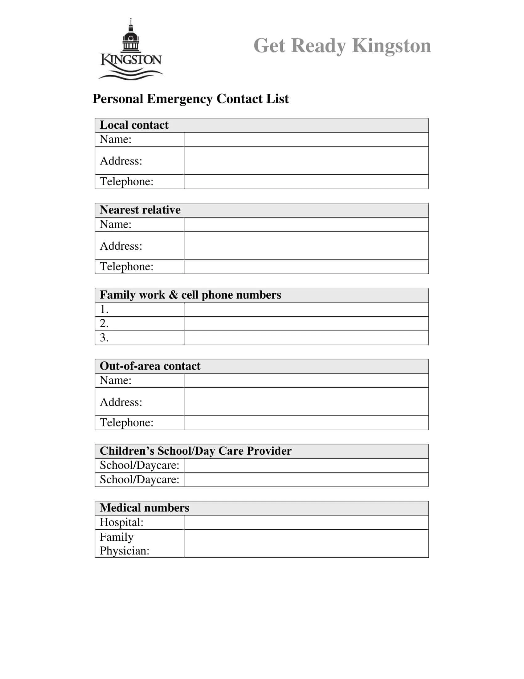 Contact list template PDF Contact list template PDF