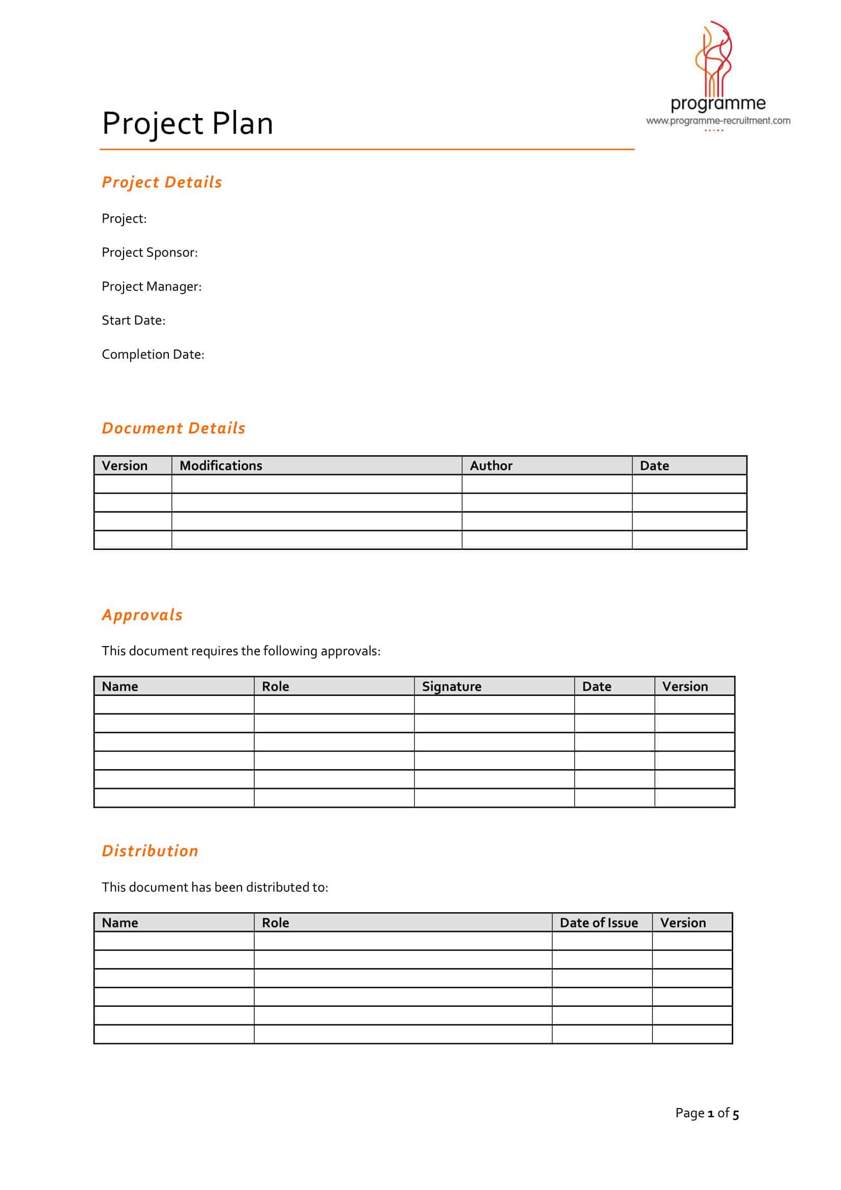 Customizable Project Plan Template Customizable Project Plan Template