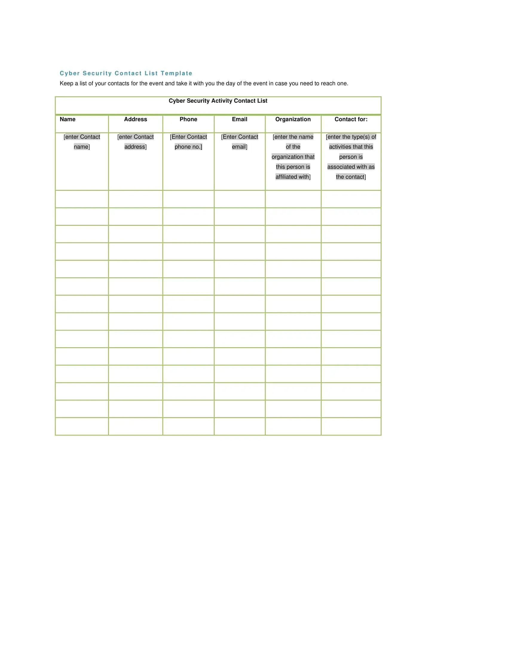 Downloadable Excel contact list Downloadable Excel contact list