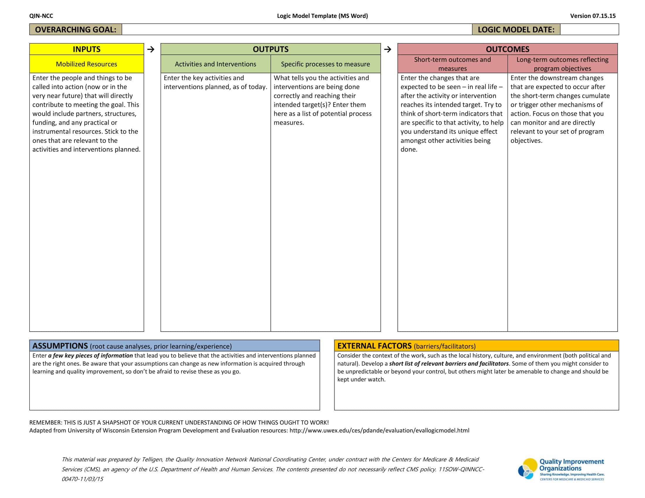 Downloadable logic model sample in Word Downloadable logic model sample in Word