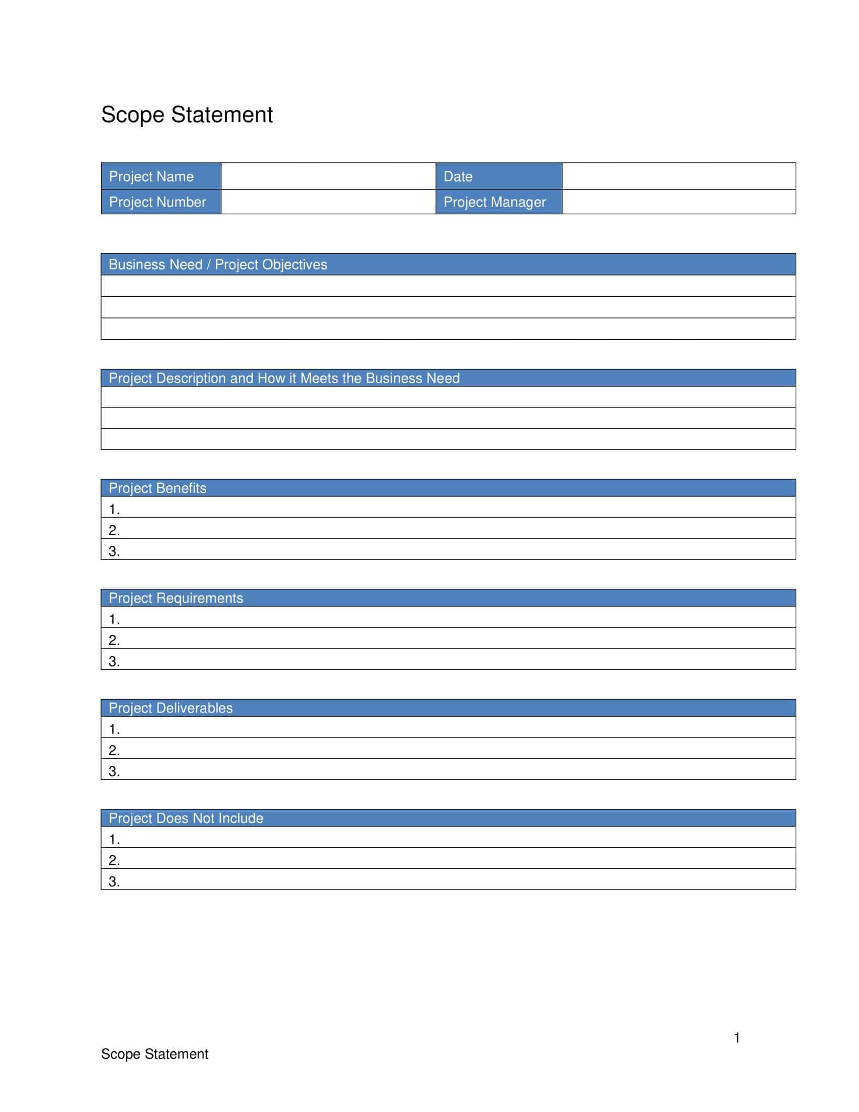 Editable project scope template download Editable project scope template download