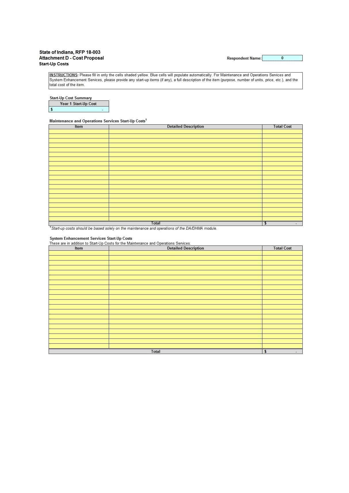 Excel Startup Budget Fillable Template Excel Startup Budget Fillable Template