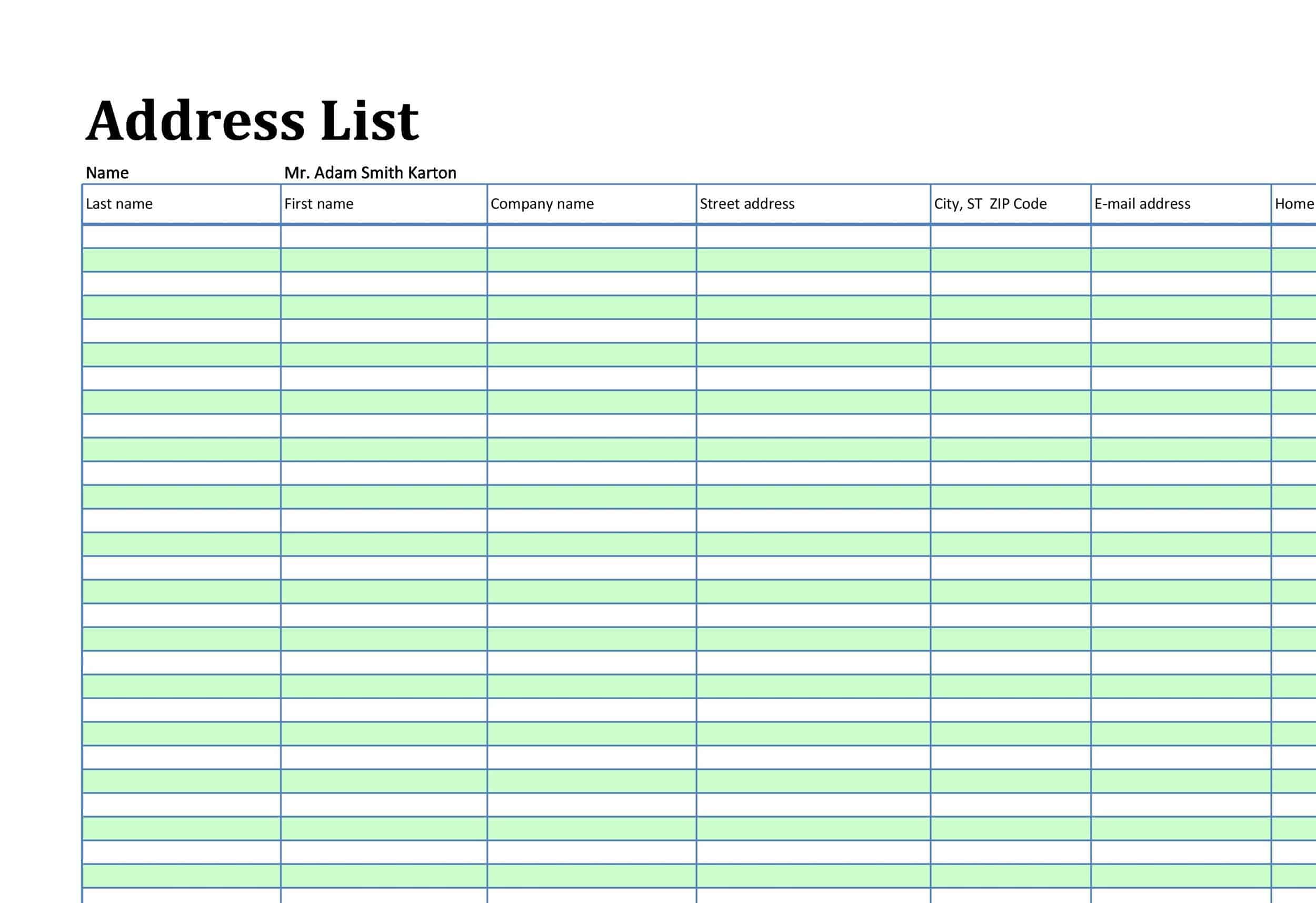 Fillable Word contact list Fillable Word contact list