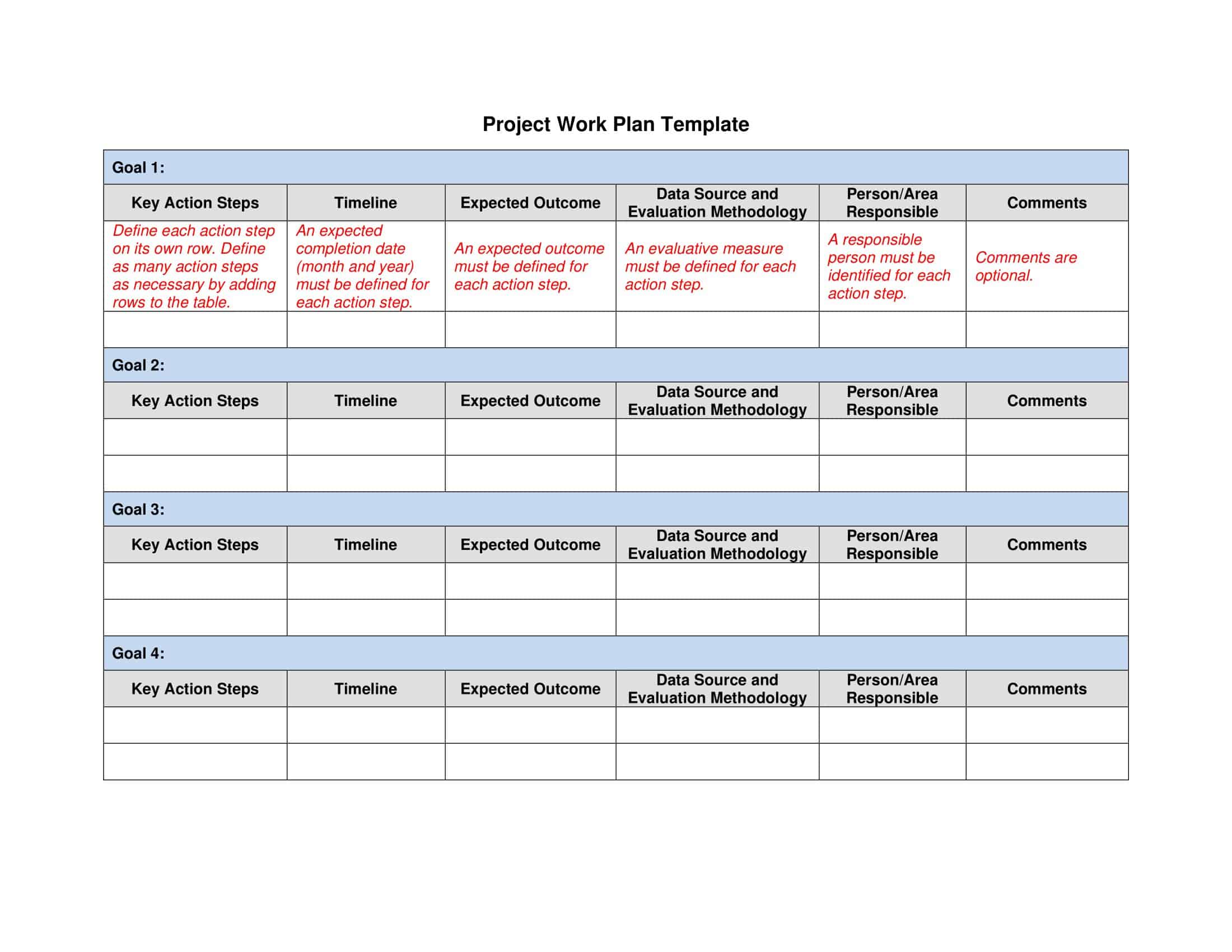 Free Fillable Project Plan Free Fillable Project Plan