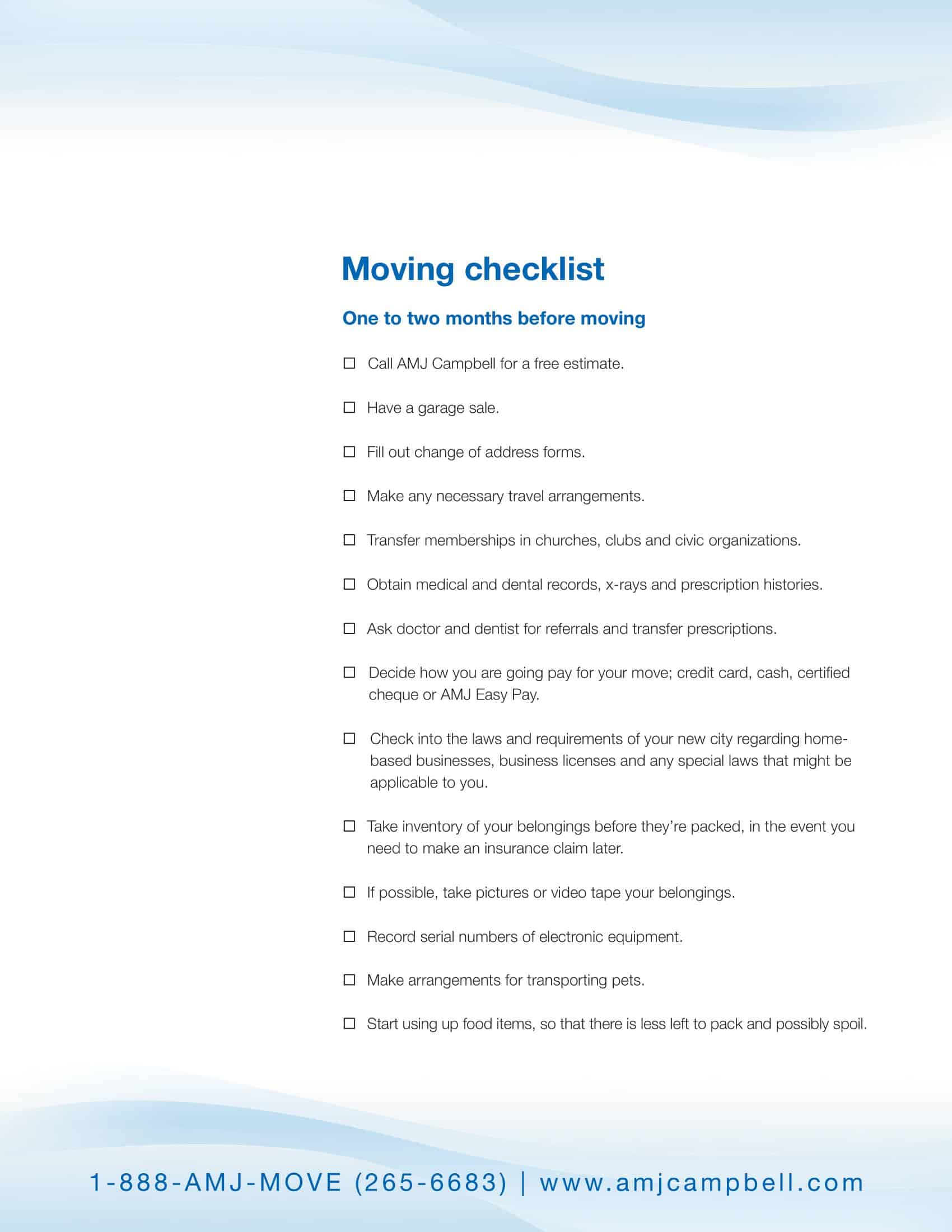 Free Template for Moving Checklist Free Template for Moving Checklist