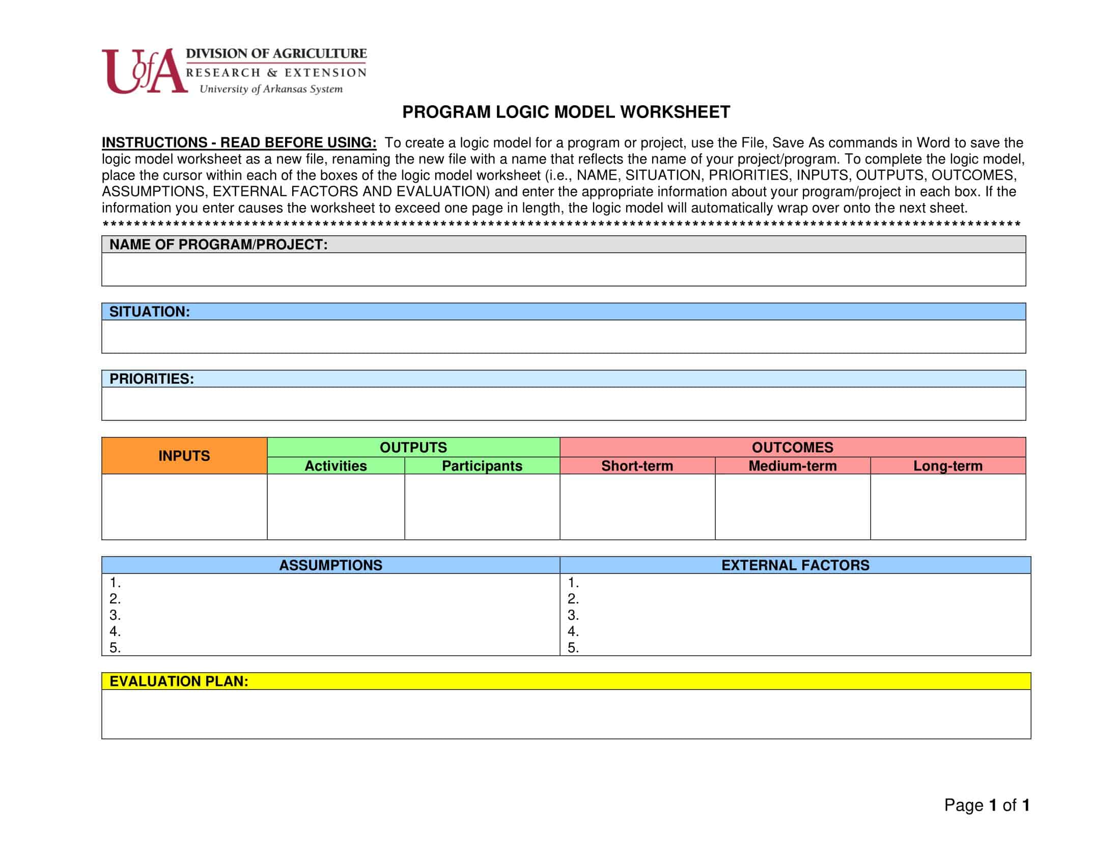 Free online logic model template Free online logic model template