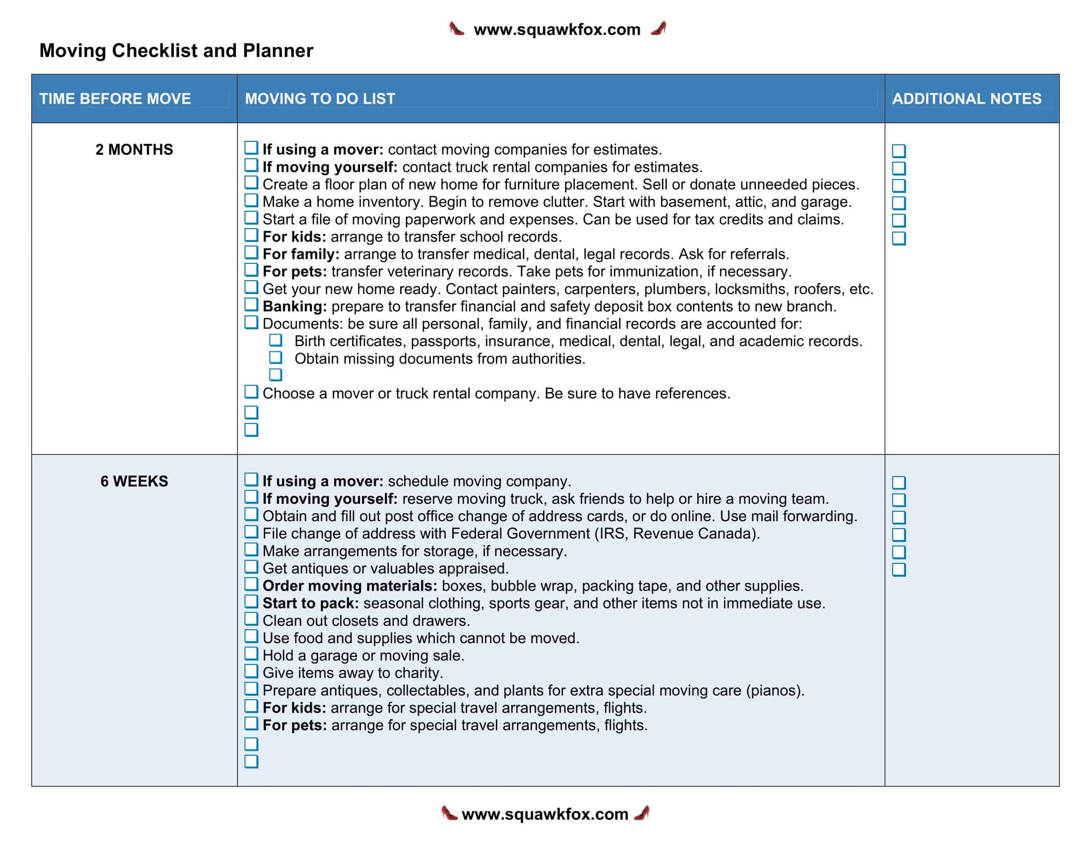 Interactive Moving Checklist Word Document Interactive Moving Checklist Word Document