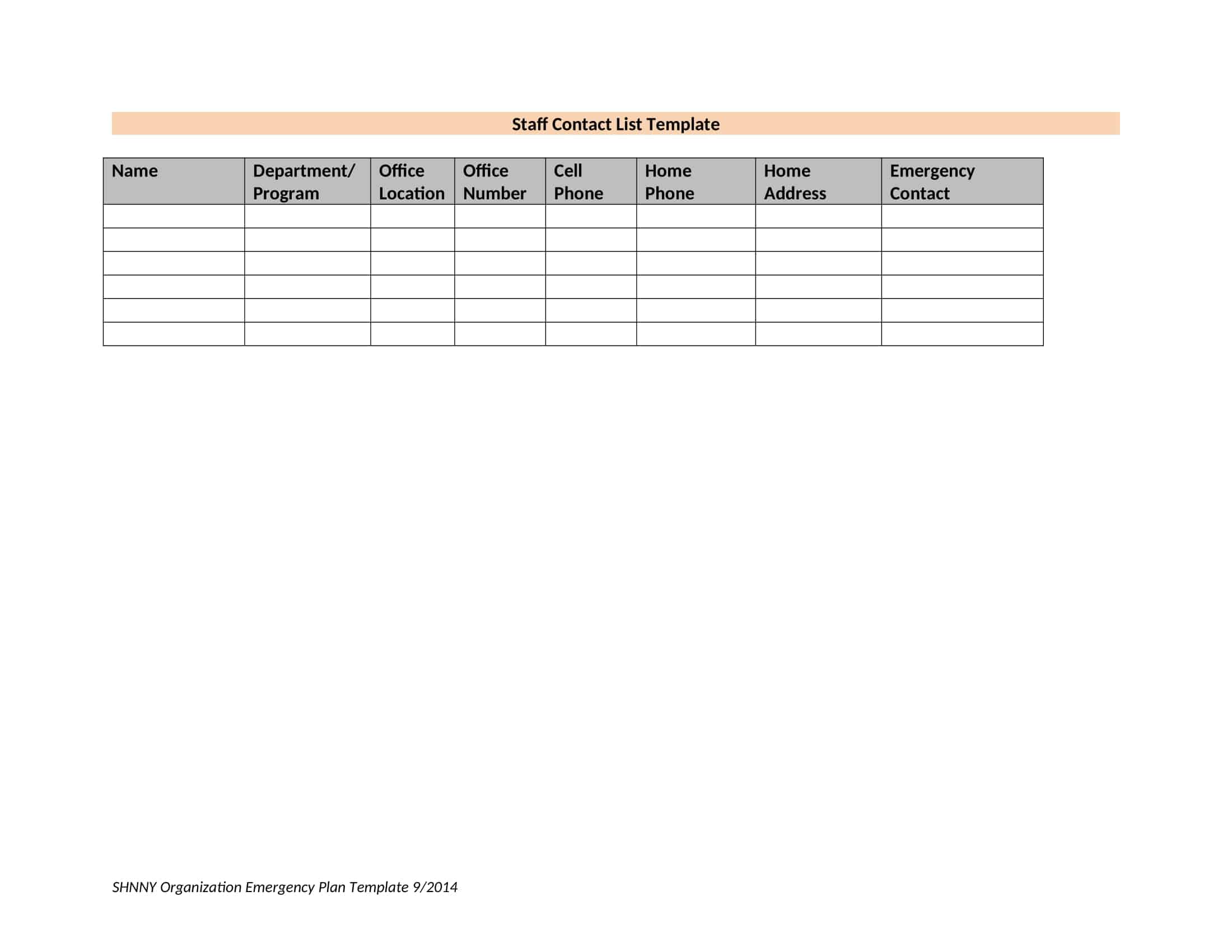 PDF contact list template PDF contact list template