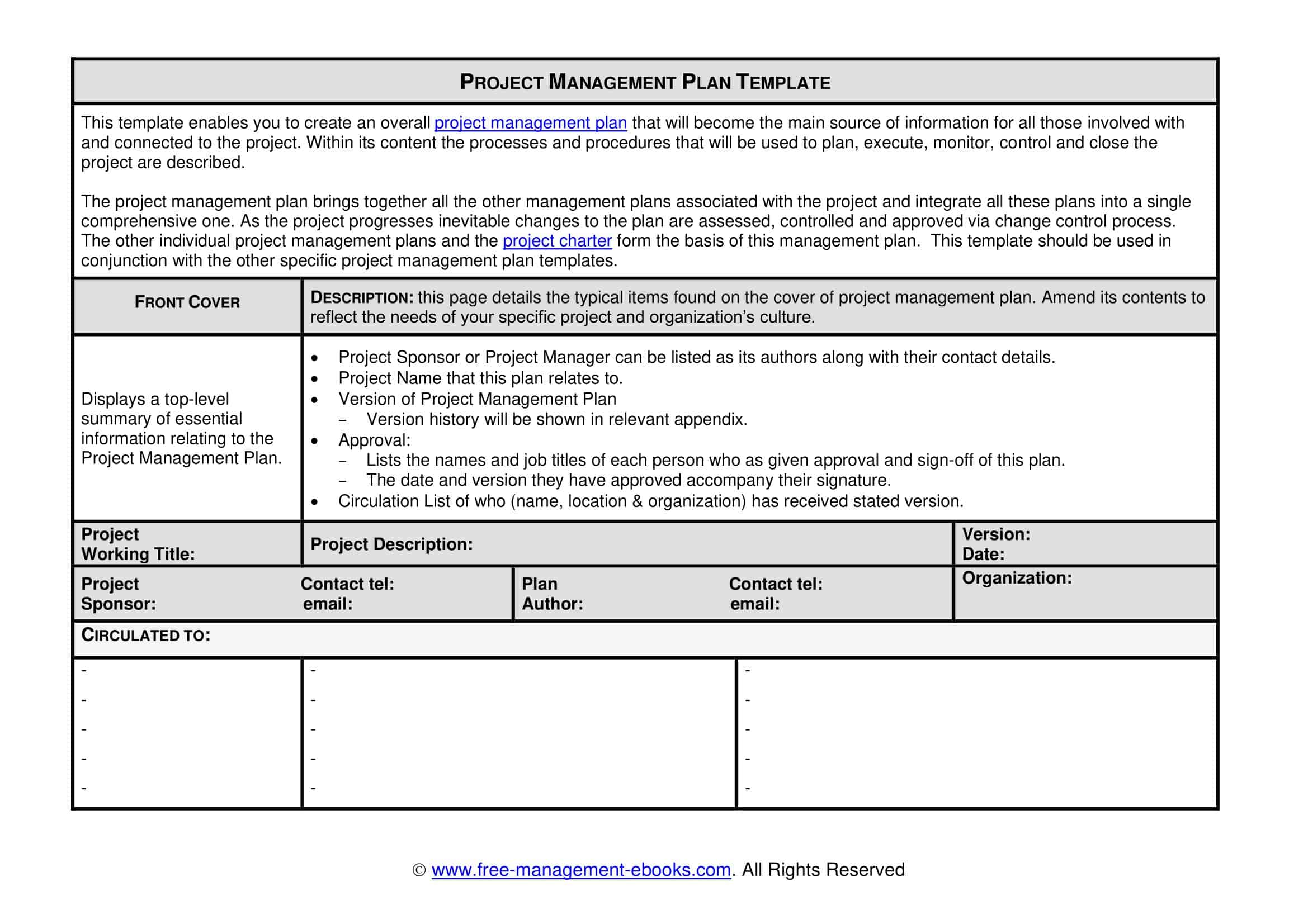 Printable PDF Project Plan Template Printable PDF Project Plan Template