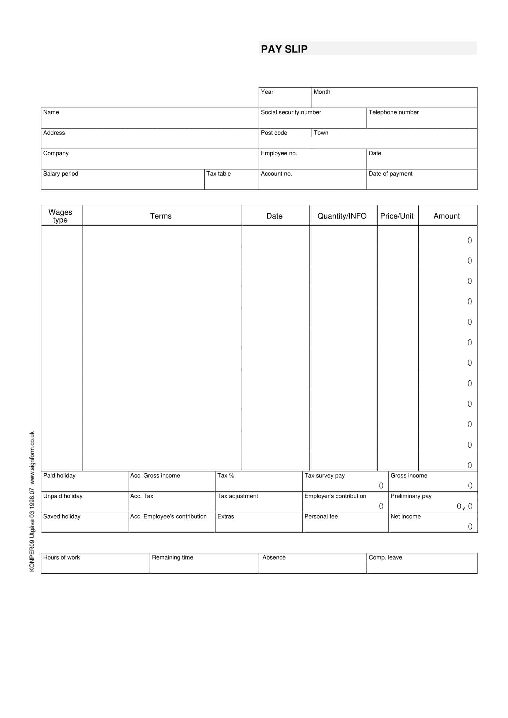 Printable Pay Stub Template Printable Pay Stub Template