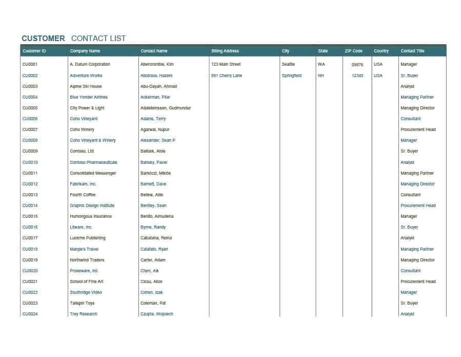 Printable Word contact list Printable Word contact list