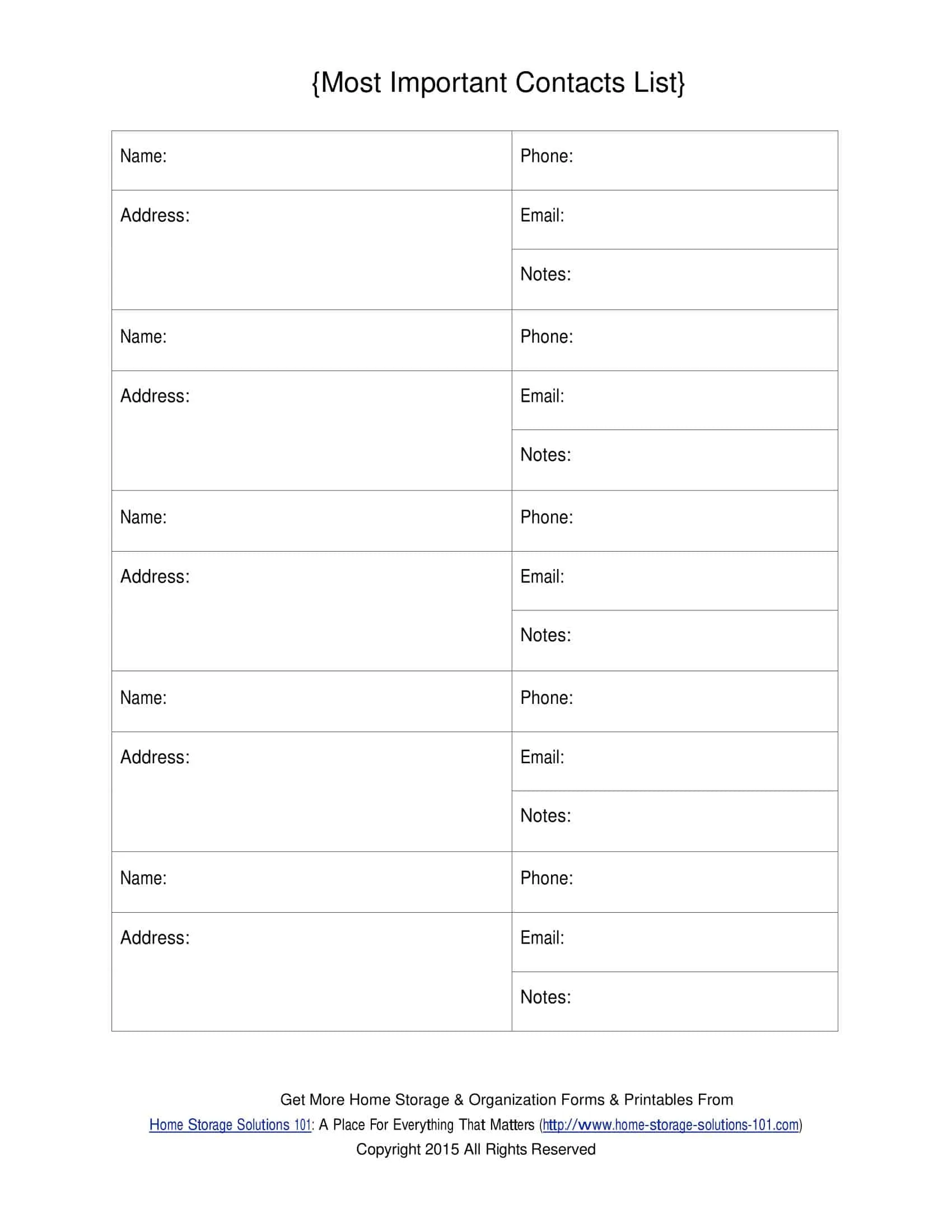 Printable contact list Printable contact list