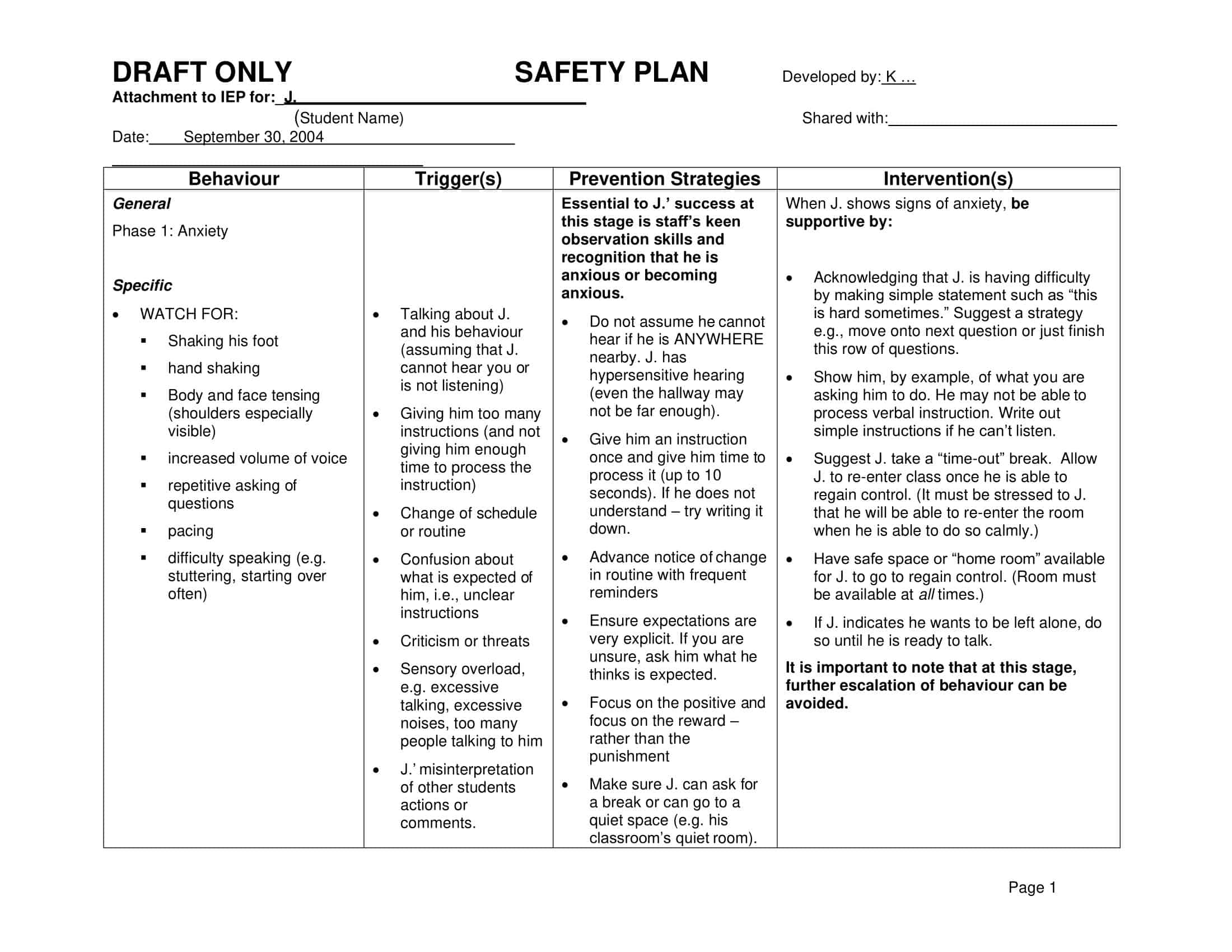 Safety plan outline in Word Safety plan outline in Word
