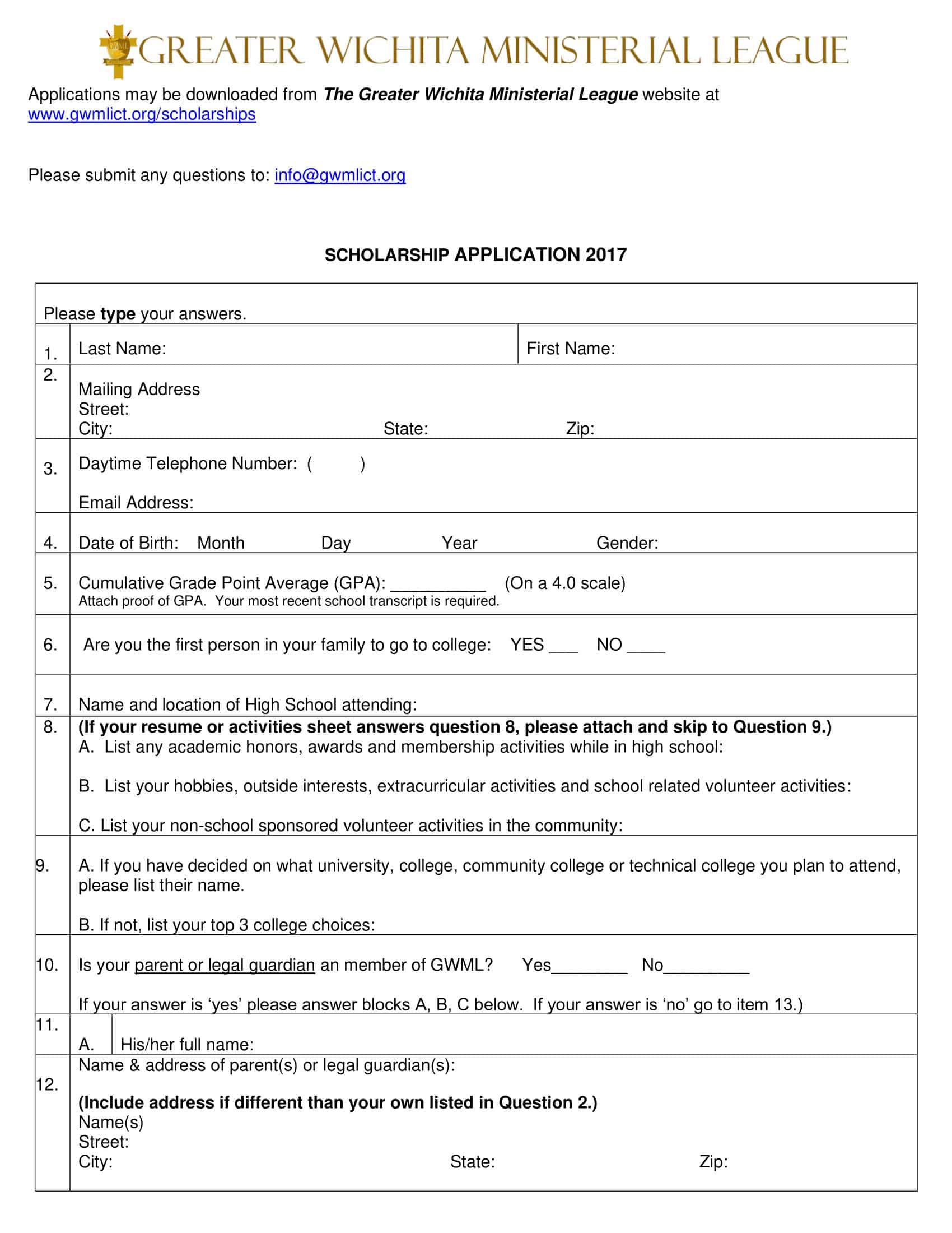 Widely Accessible Scholarship Application Templates Widely Accessible Scholarship Application Templates
