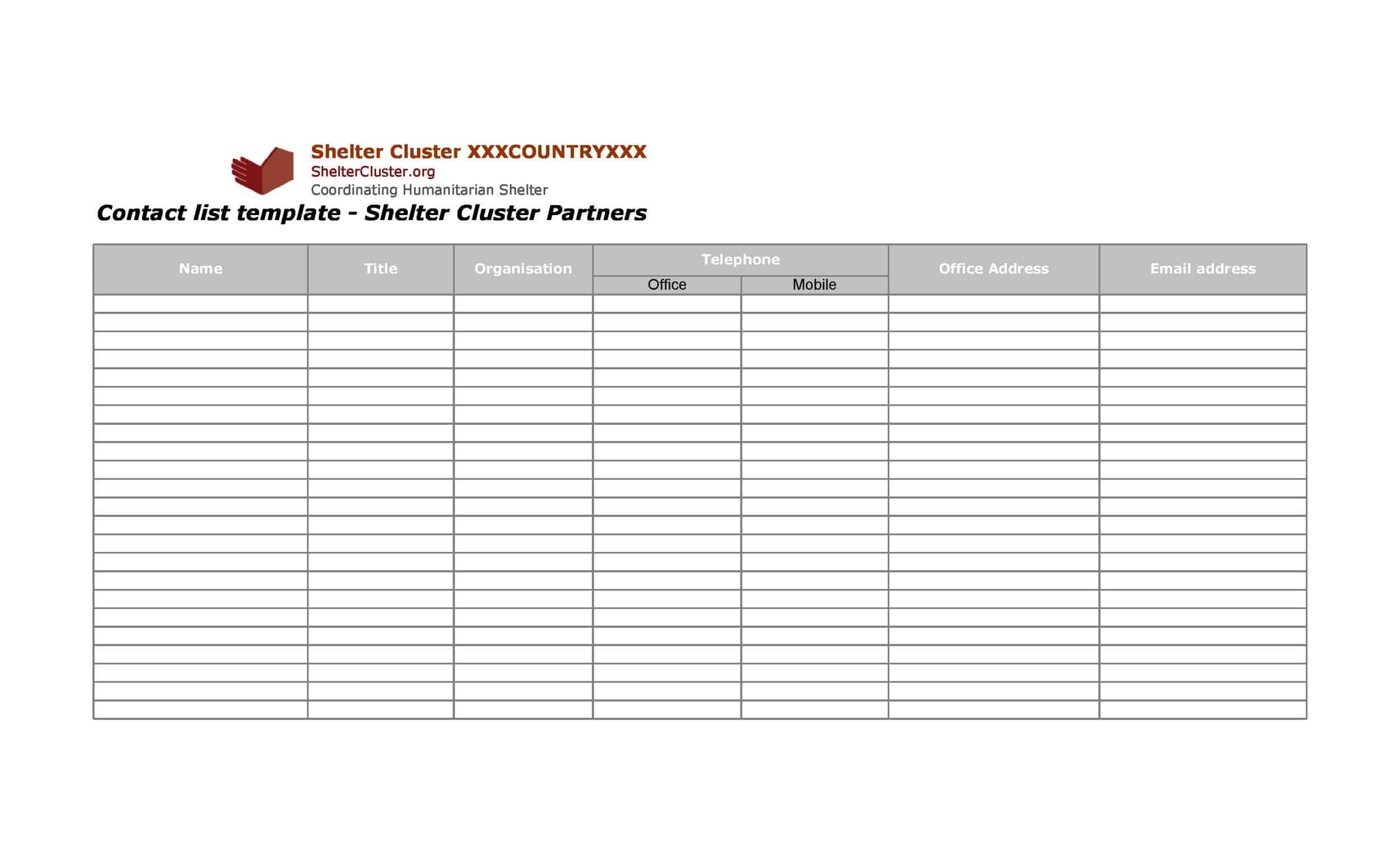 Word contact list template Word contact list template
