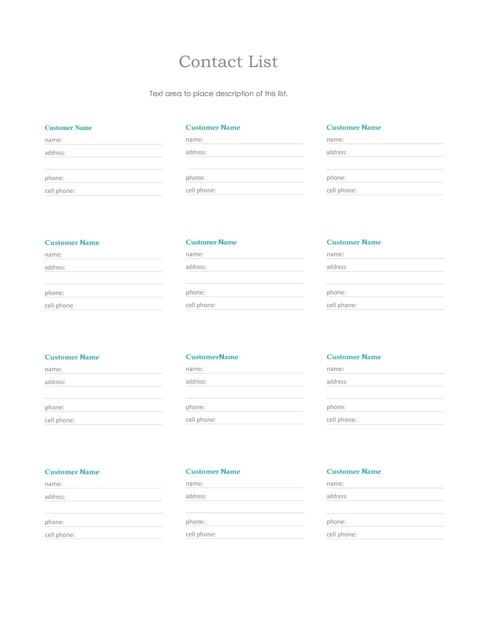 Word document contact list Word document contact list