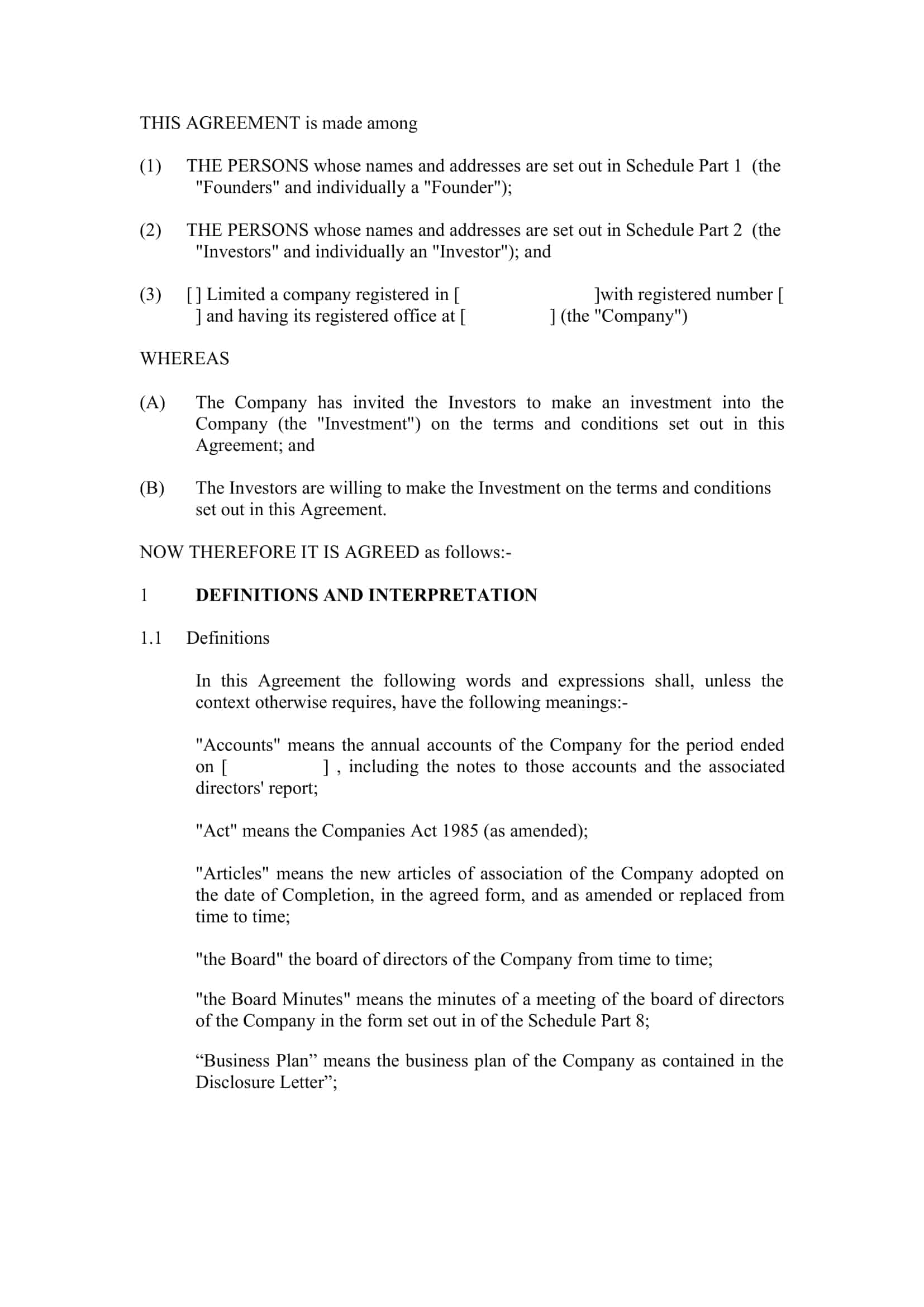 basic simple investment contract template basic simple investment contract template