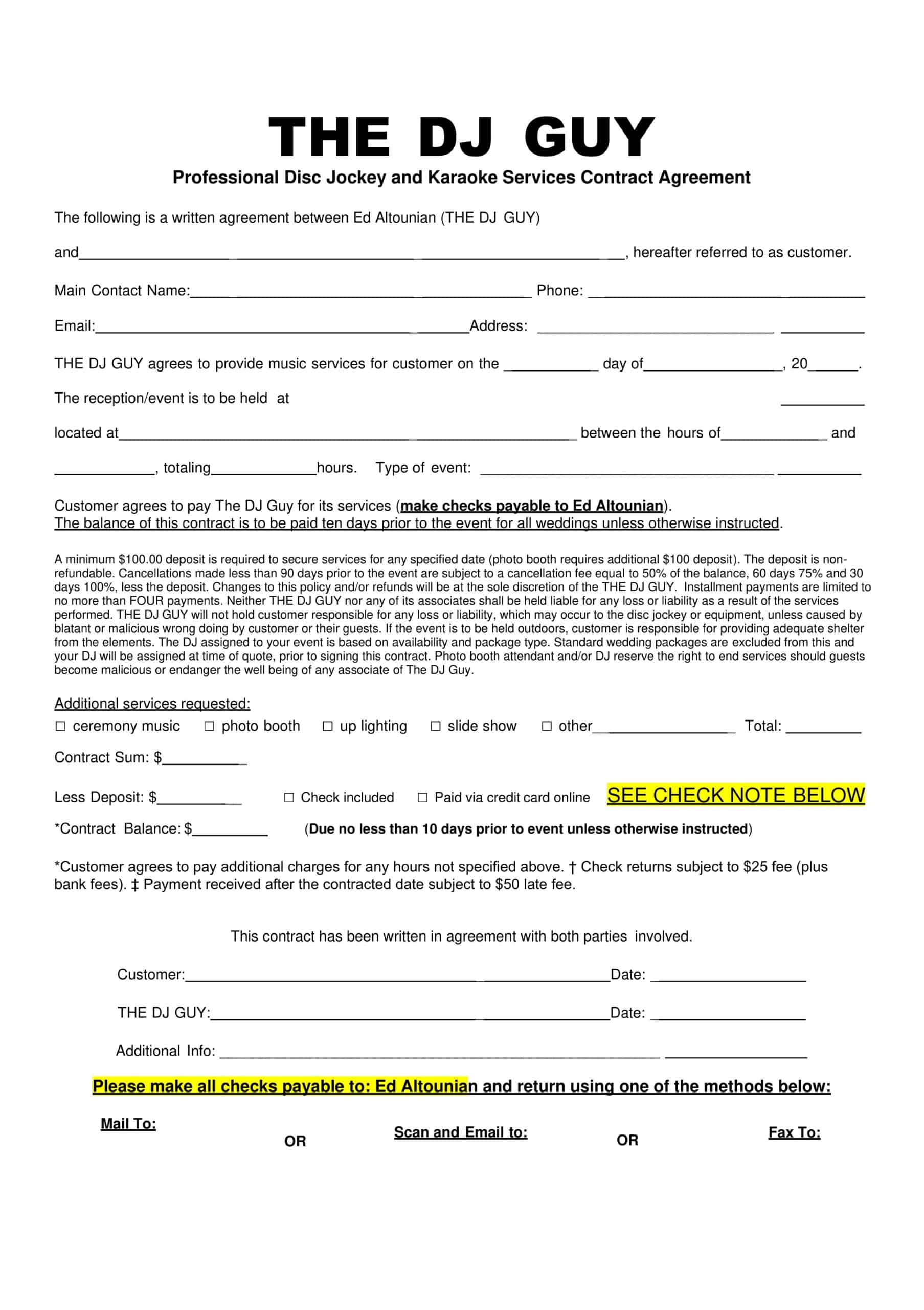 blank dj contract blank dj contract