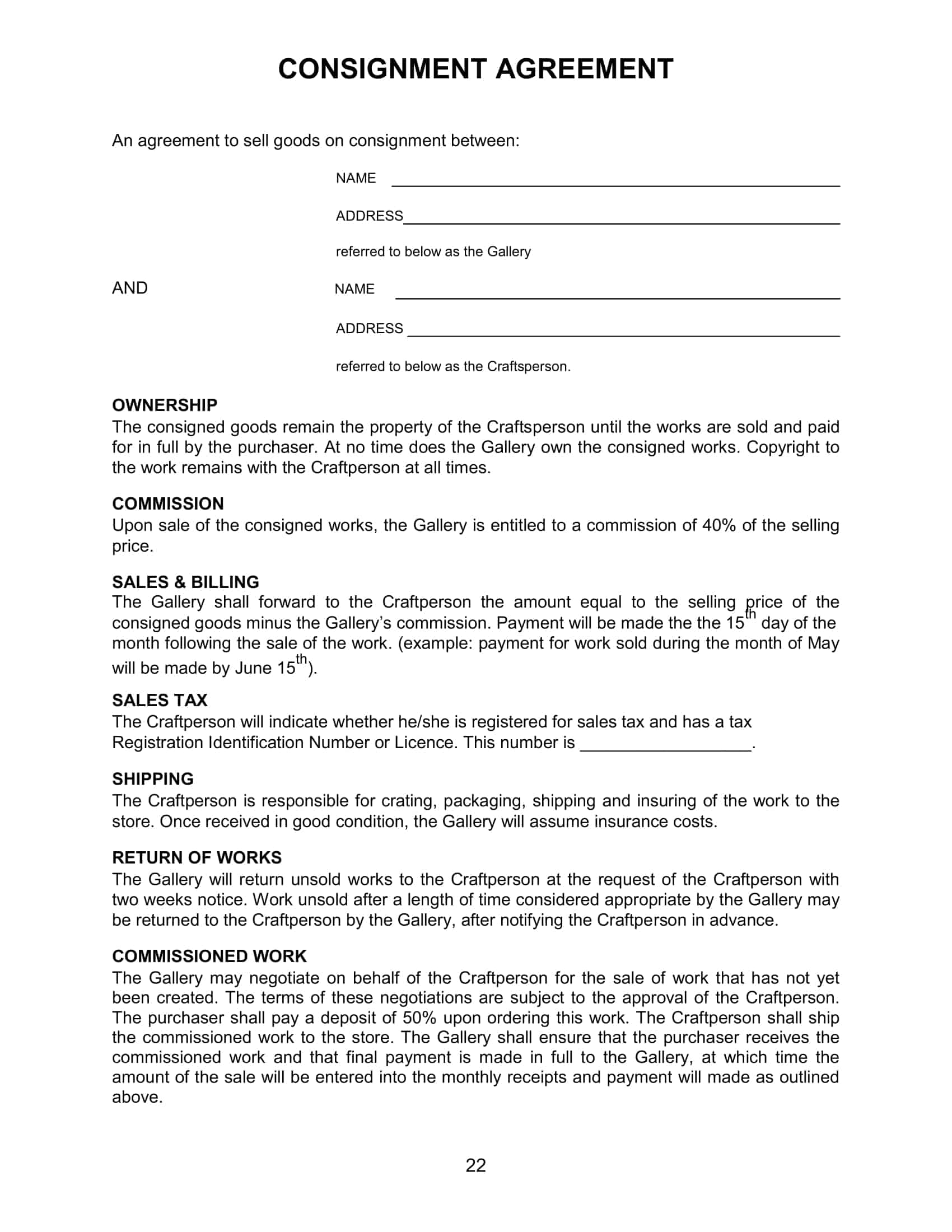book consignment agreement template book consignment agreement template