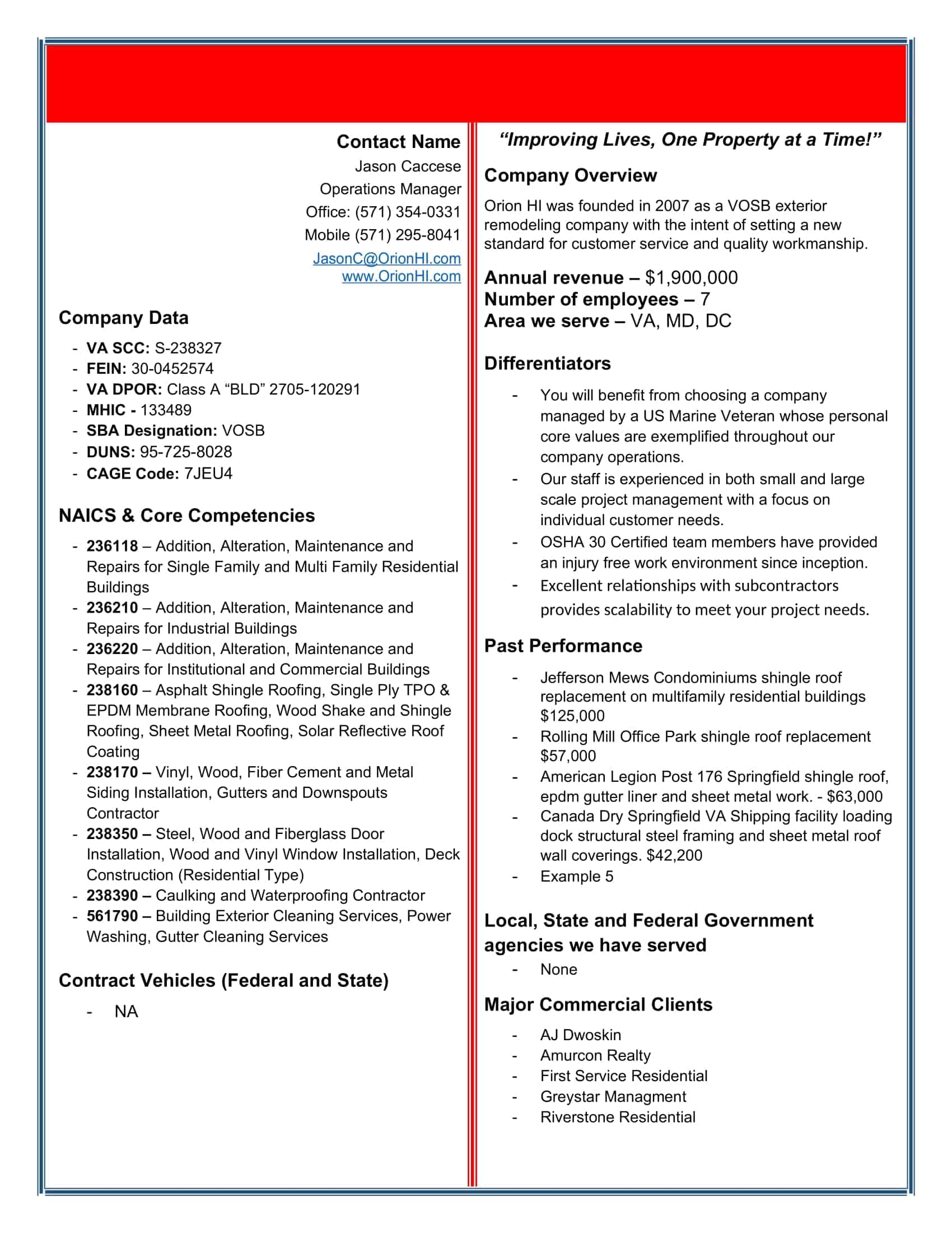 capability statement for new business capability statement for new business