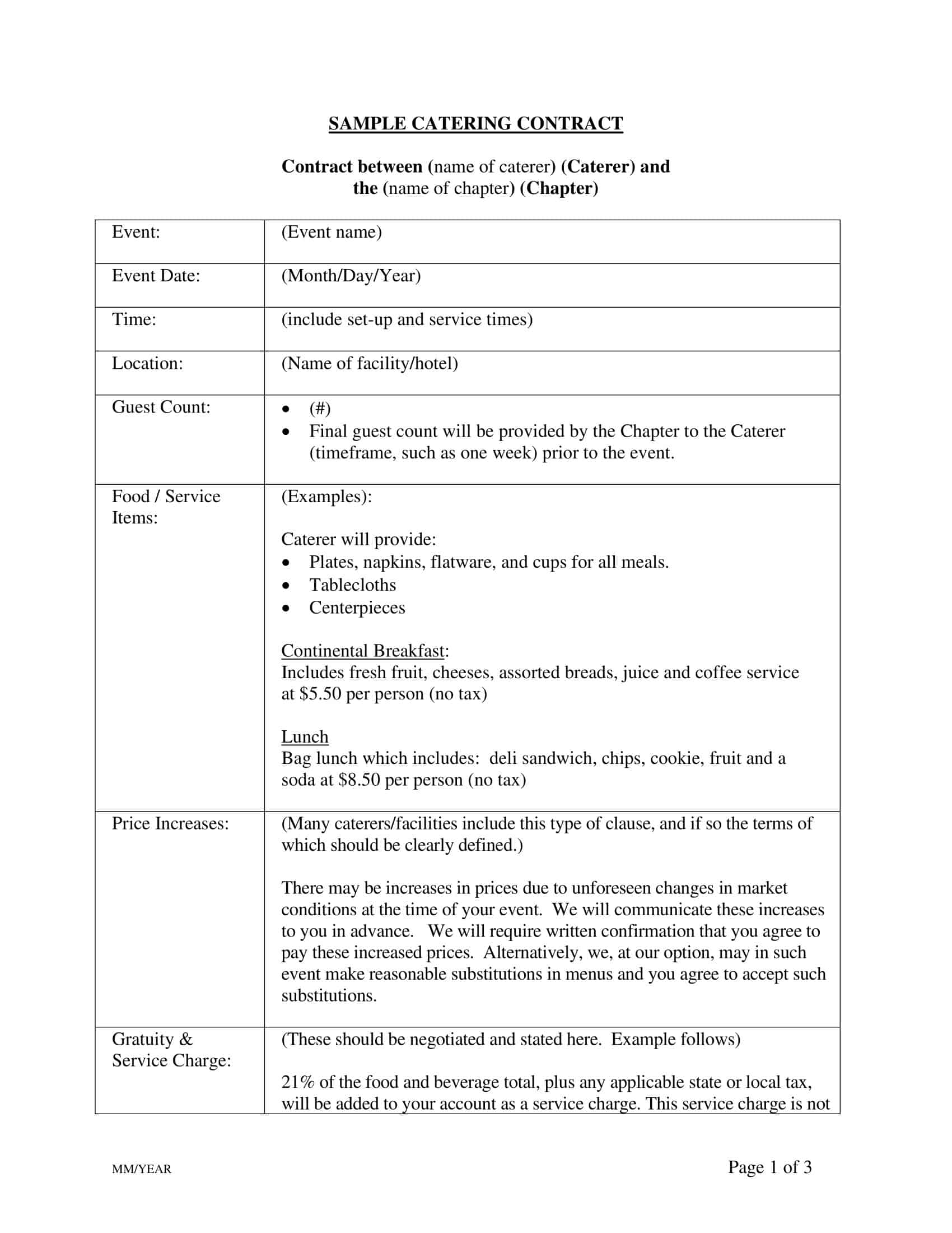 catering company contract catering company contract