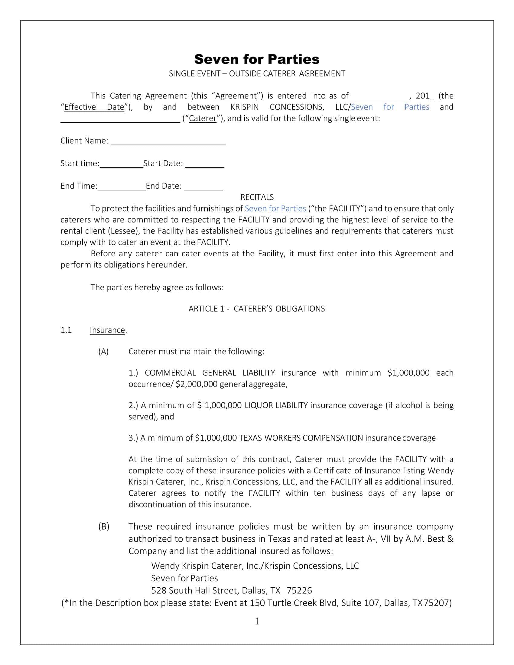 catering contract template pdf catering contract template pdf