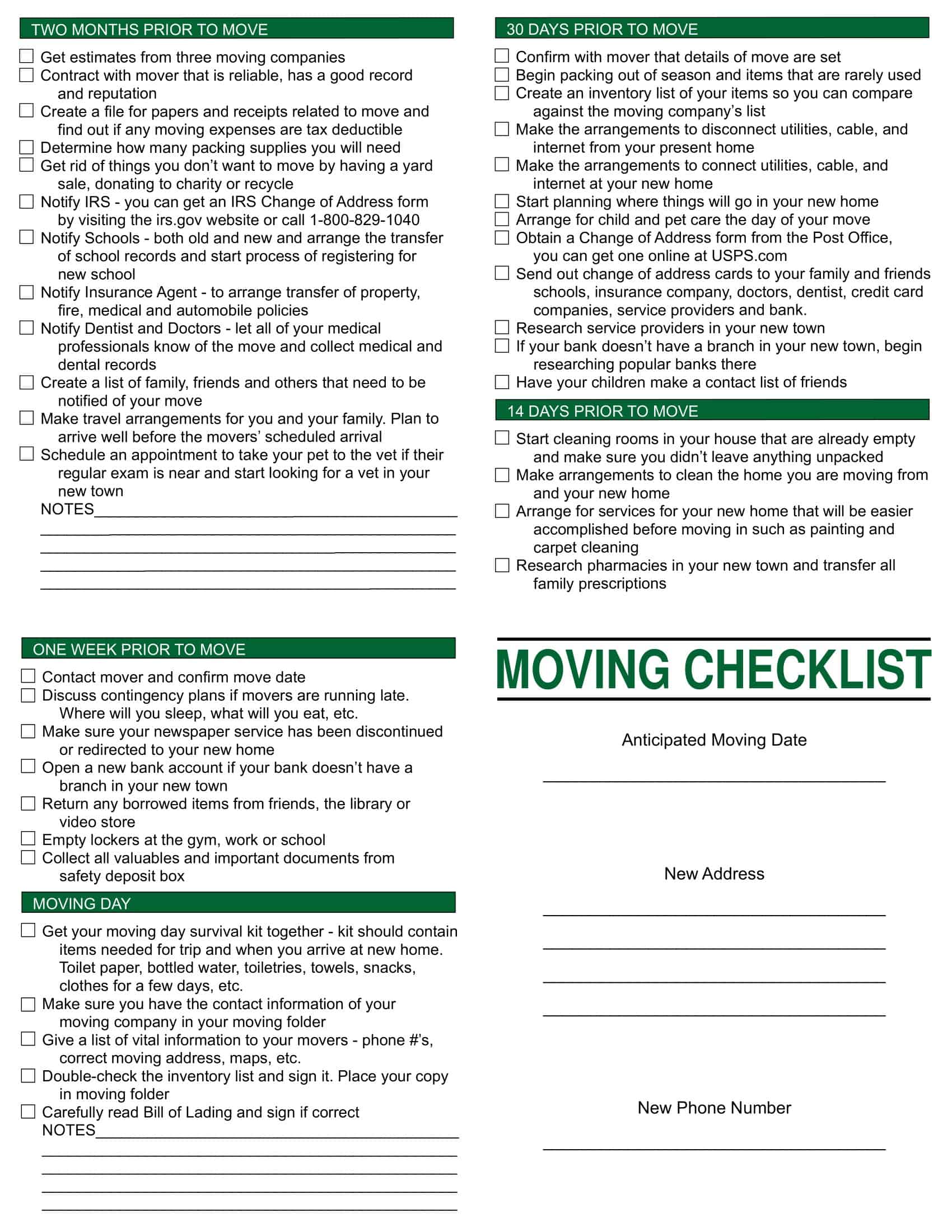 checklist for moving into a new house checklist for moving into a new house