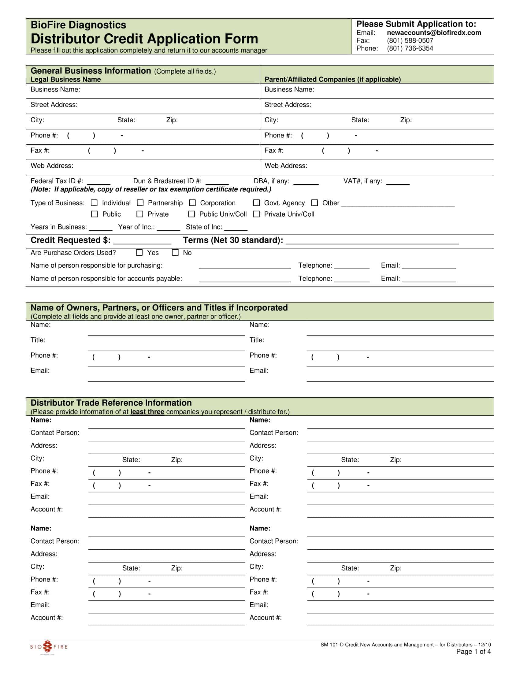 commercial credit application form commercial credit application form