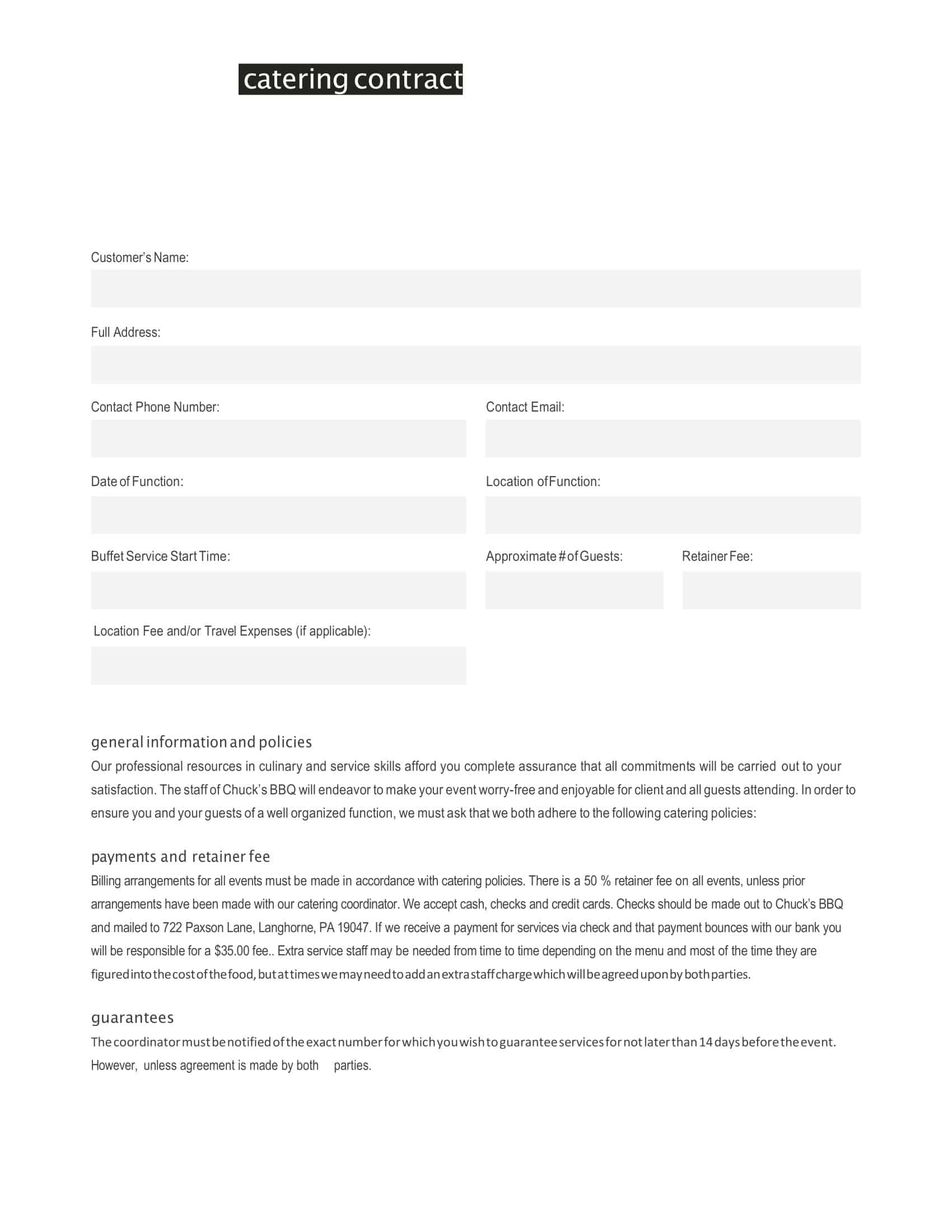 contract for catering services contract for catering services