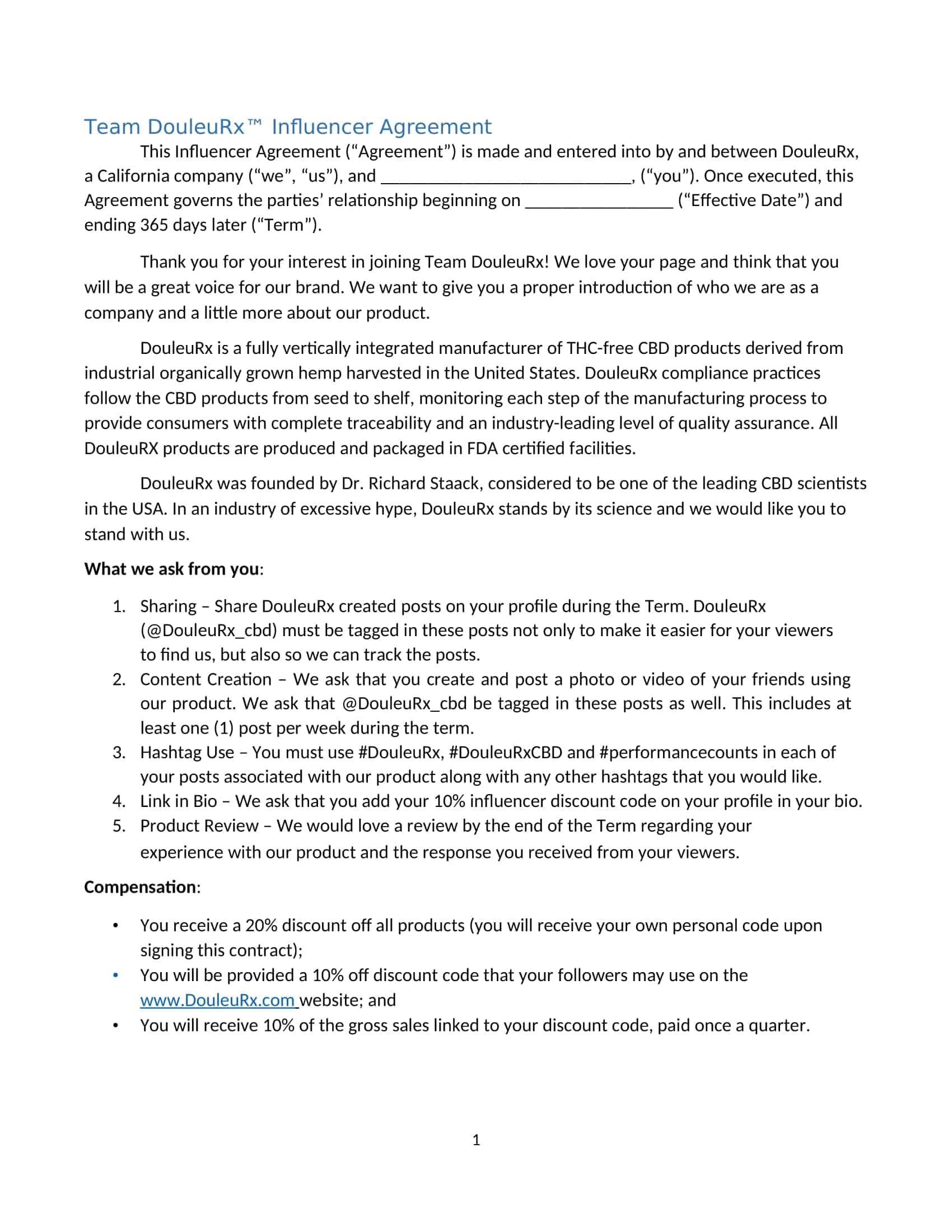 contract with influencers template contract with influencers template