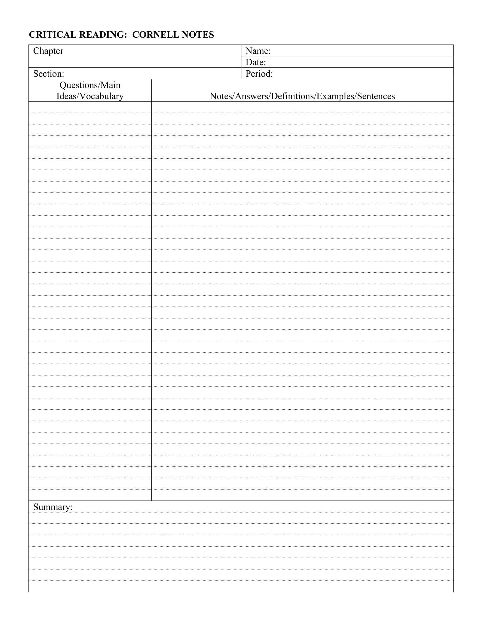 cornell method of note taking cornell method of note taking