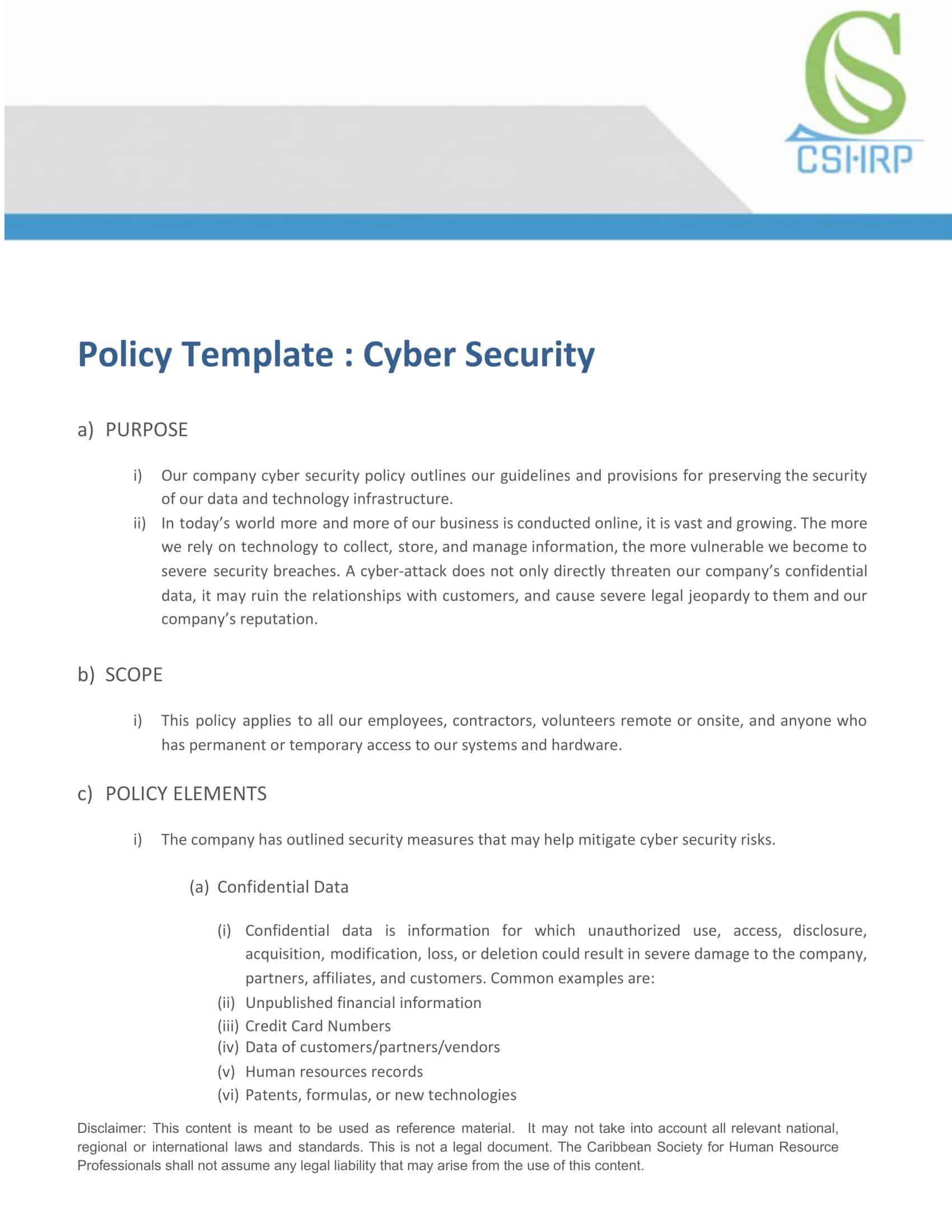 cyber security policy template cyber security policy template