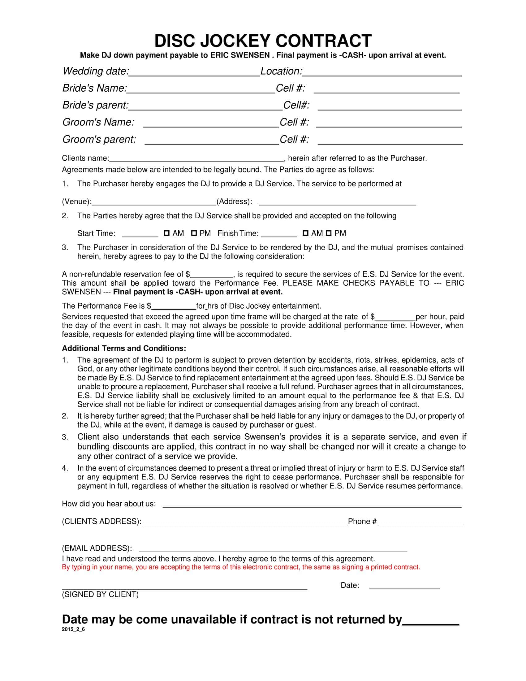 dj booking contract dj booking contract