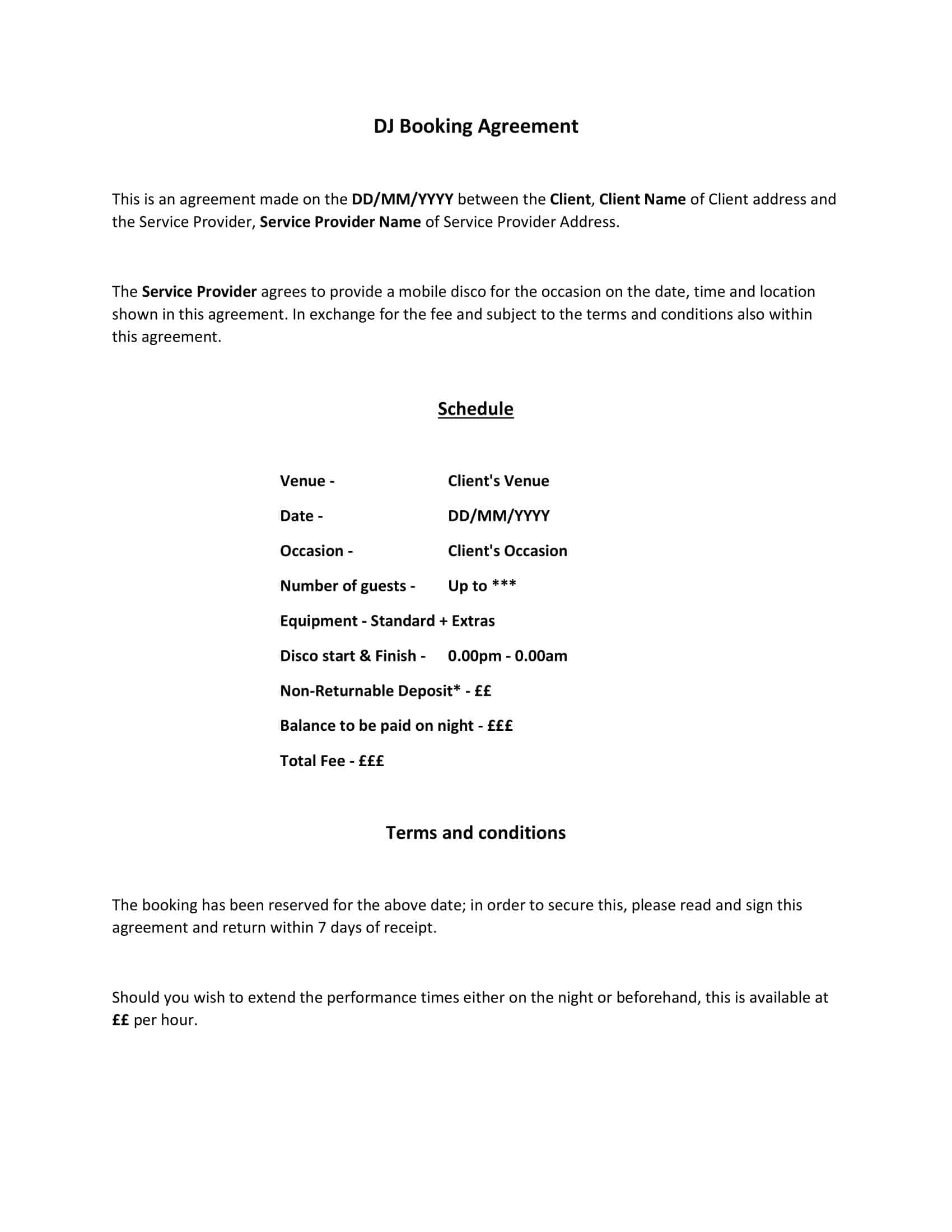 dj contract template microsoft word dj contract template microsoft word