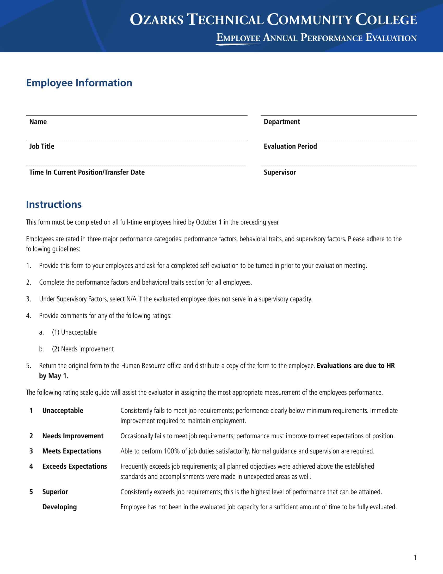 employee evaluation forms templates employee evaluation forms templates