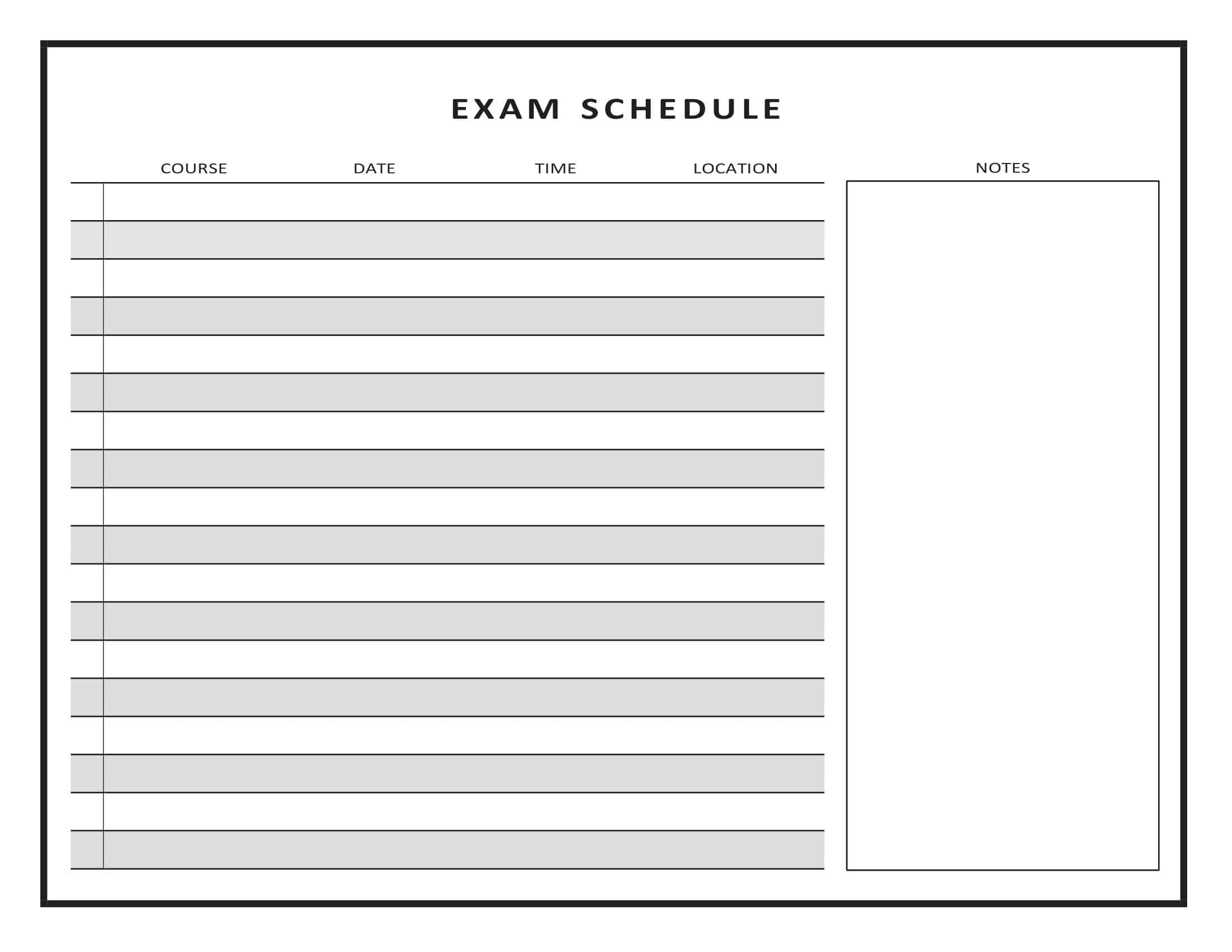 exam free study plan template exam free study plan template