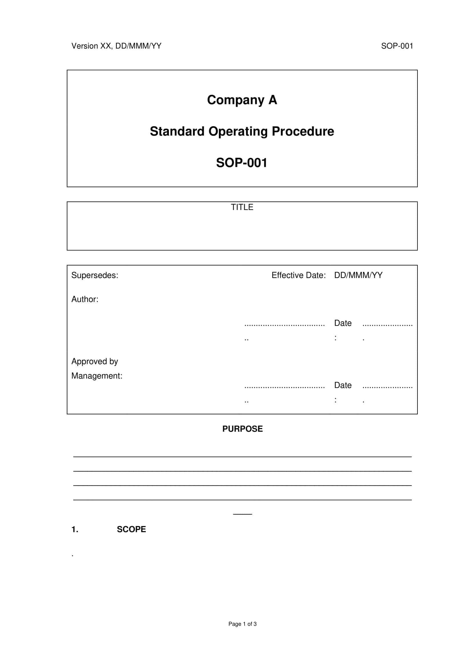 example of a standard operating procedure example of a standard operating procedure