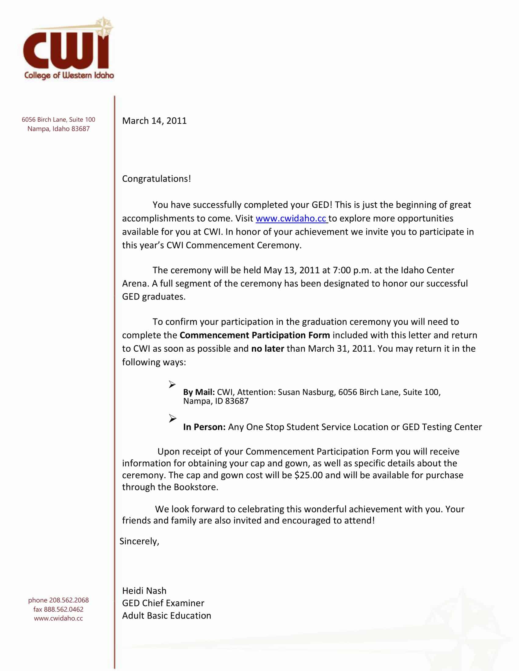 free Congratulations letter example free Congratulations letter example