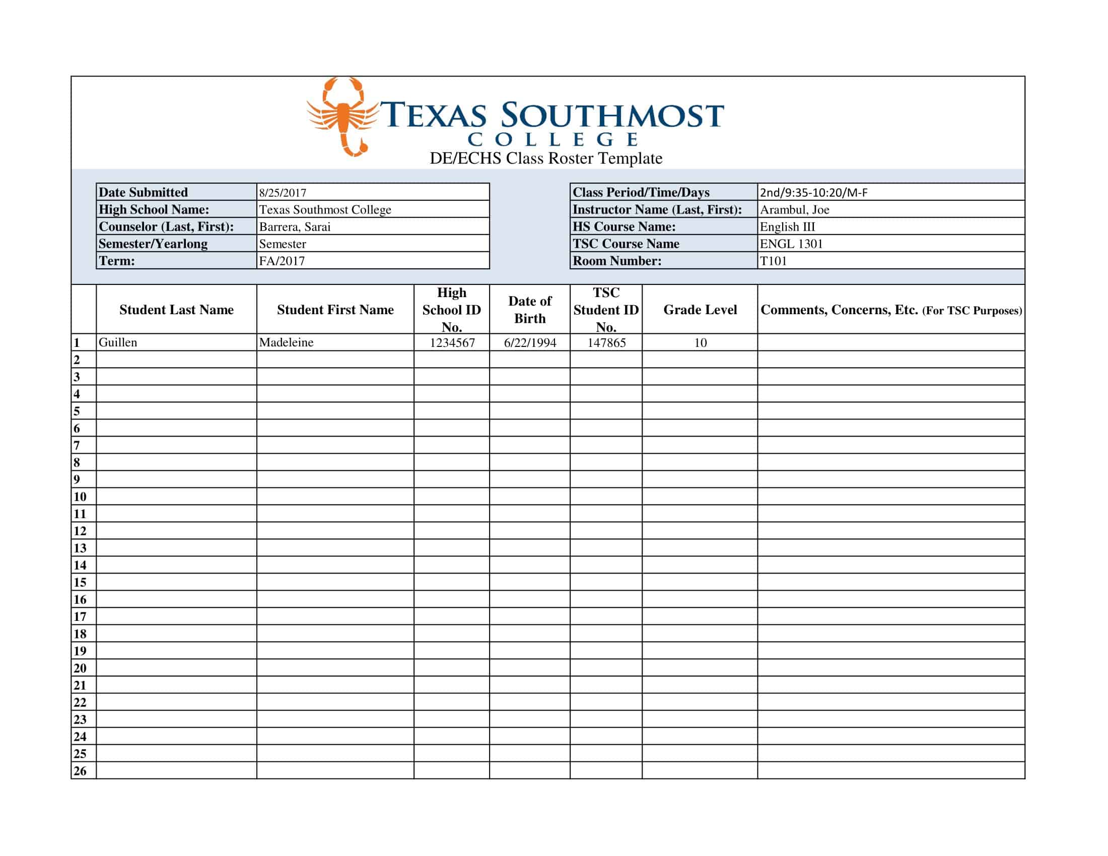 free editable class roster template free editable class roster template