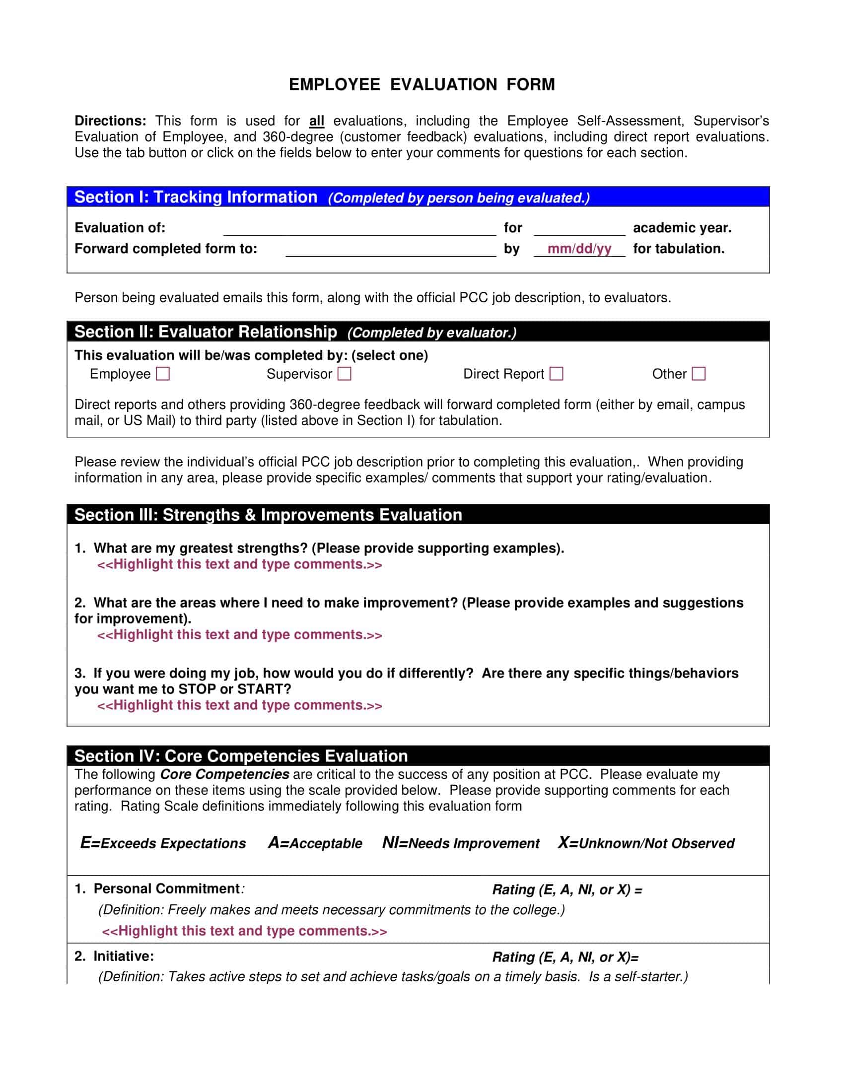 free employee performance review template excel free employee performance review template excel