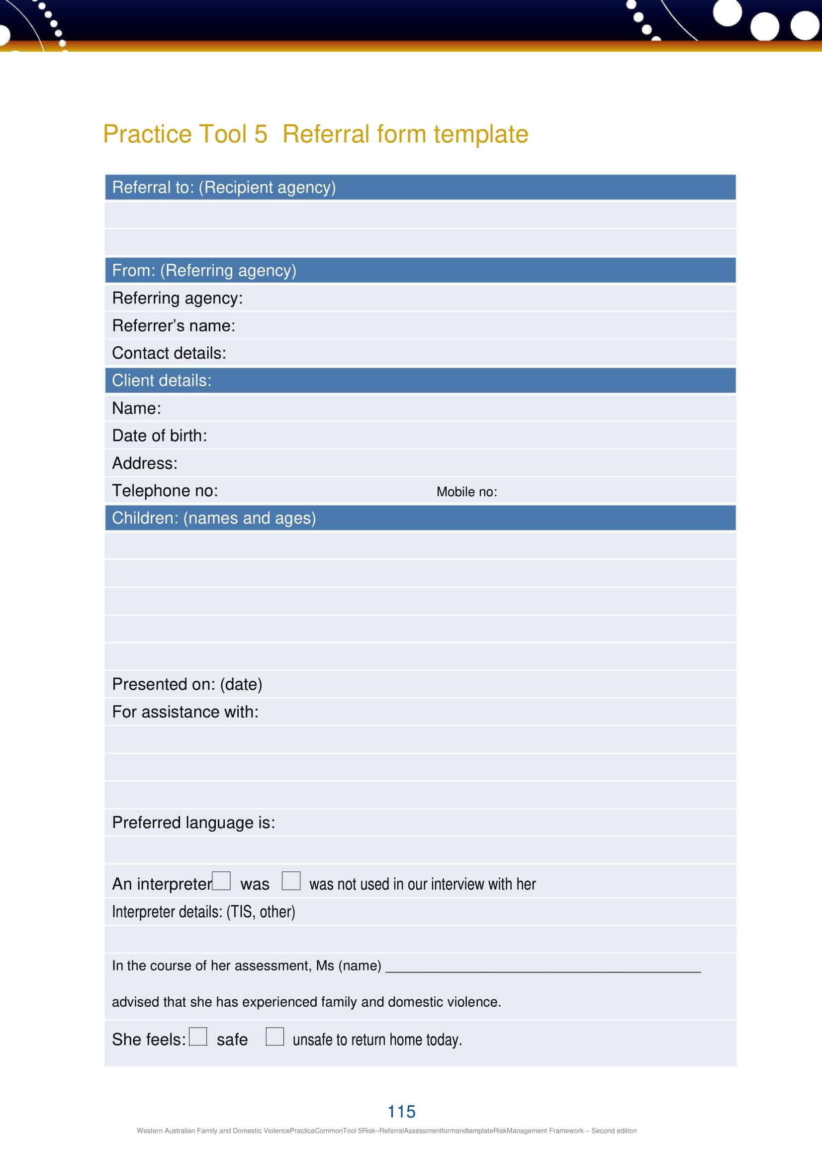 free referral form template free referral form template